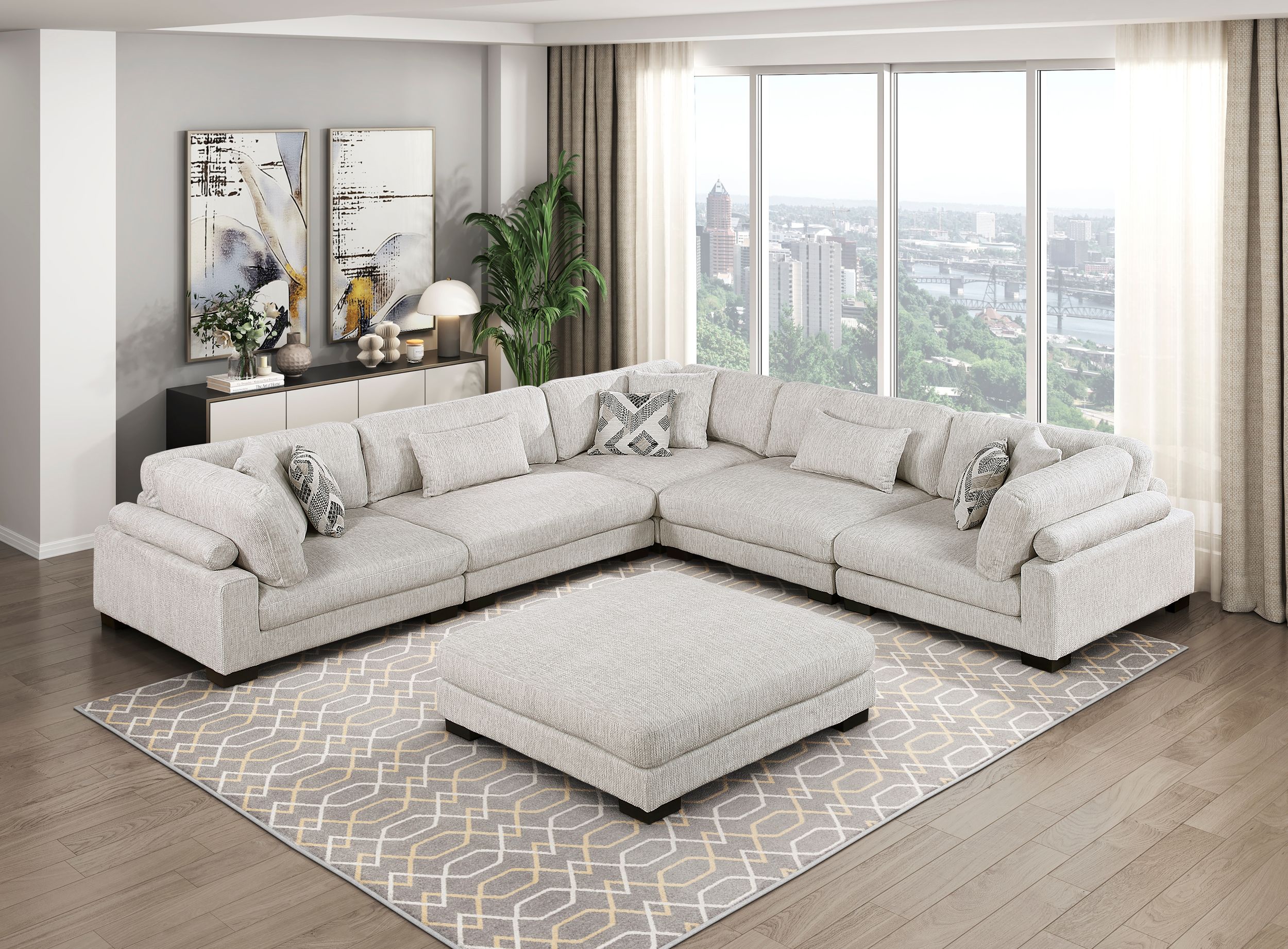 Tinley Square Microfiber Ottoman