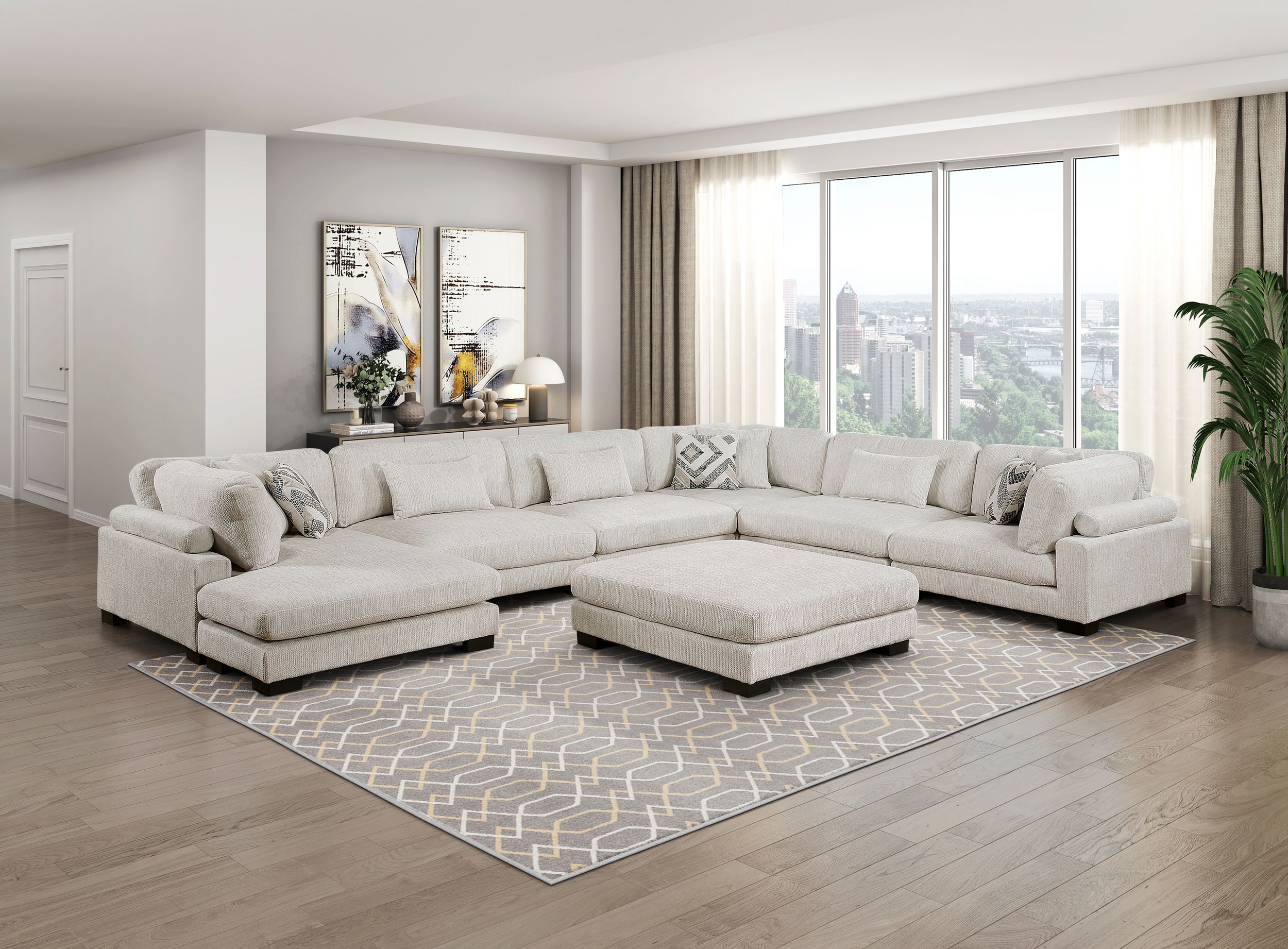Tinley Square Microfiber Ottoman