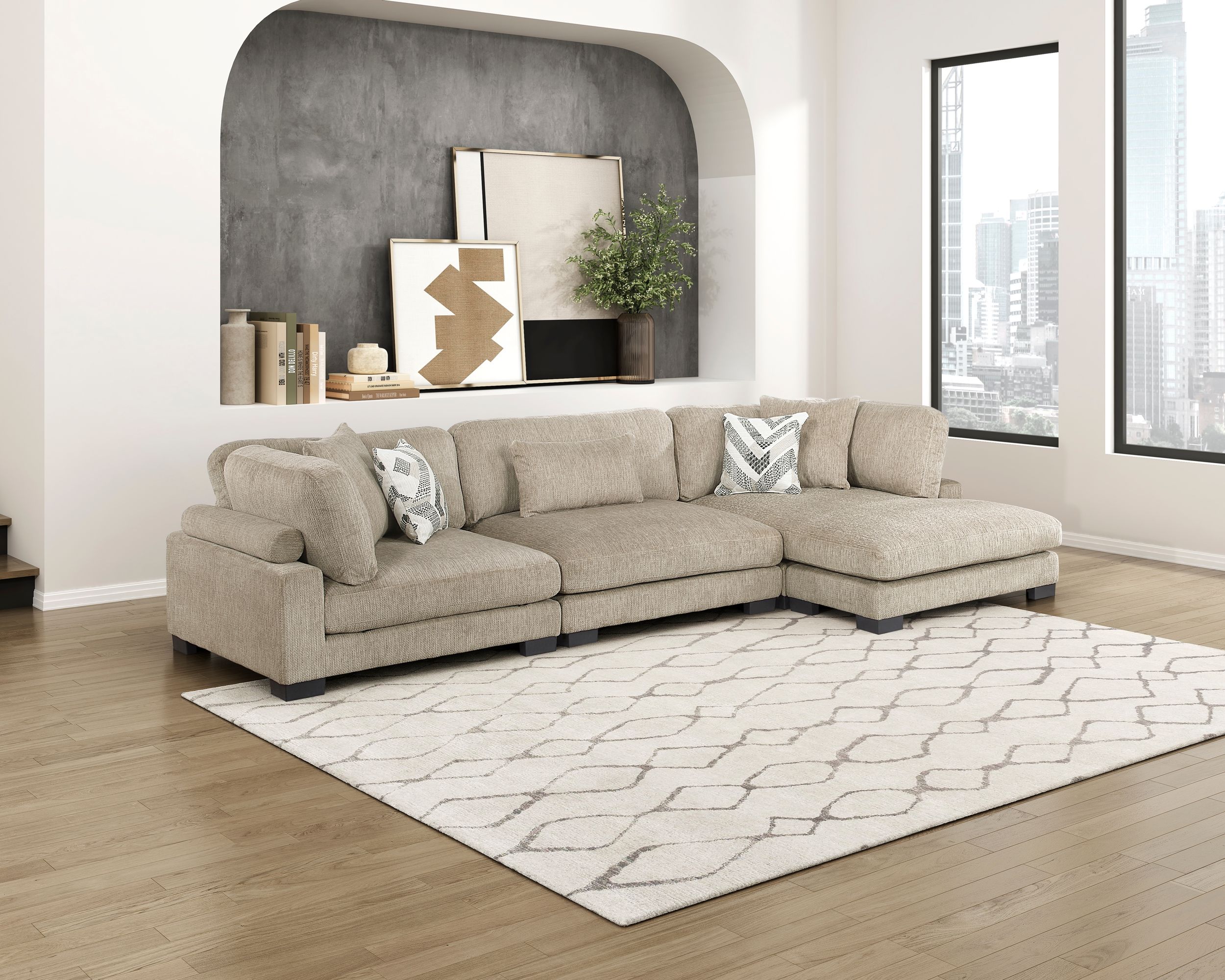 Tinley U-Shaped Microfiber 6‑Piece Modular Sectional with RAF Chaise