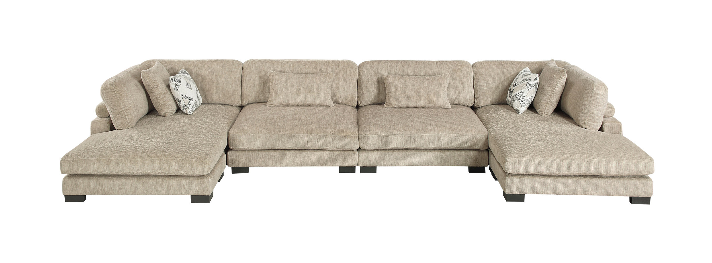 Tinley Microfiber 4‑Piece Double Chaise Modular Sofa