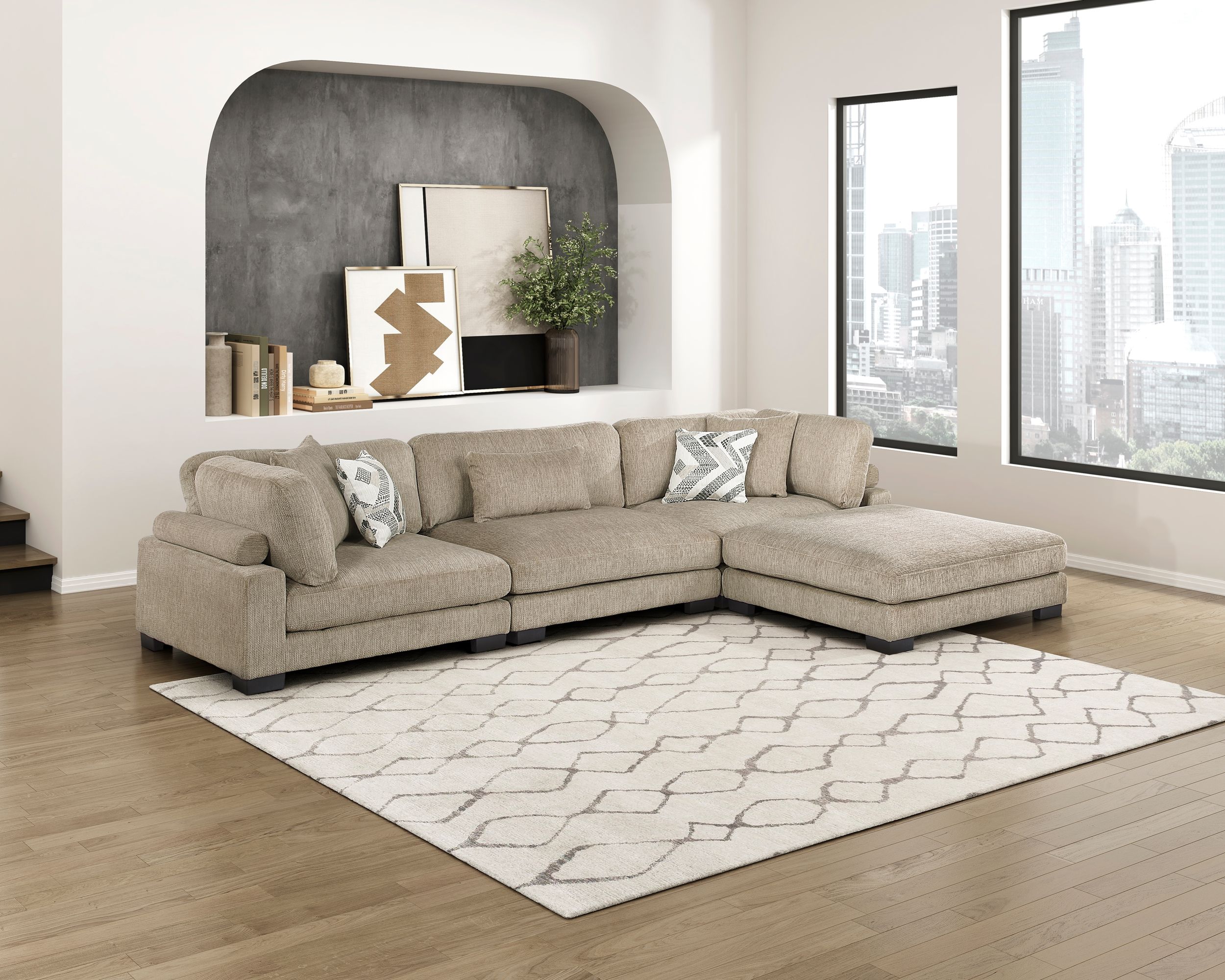 Tinley U-Shaped Microfiber 8‑Piece Modular Sectional