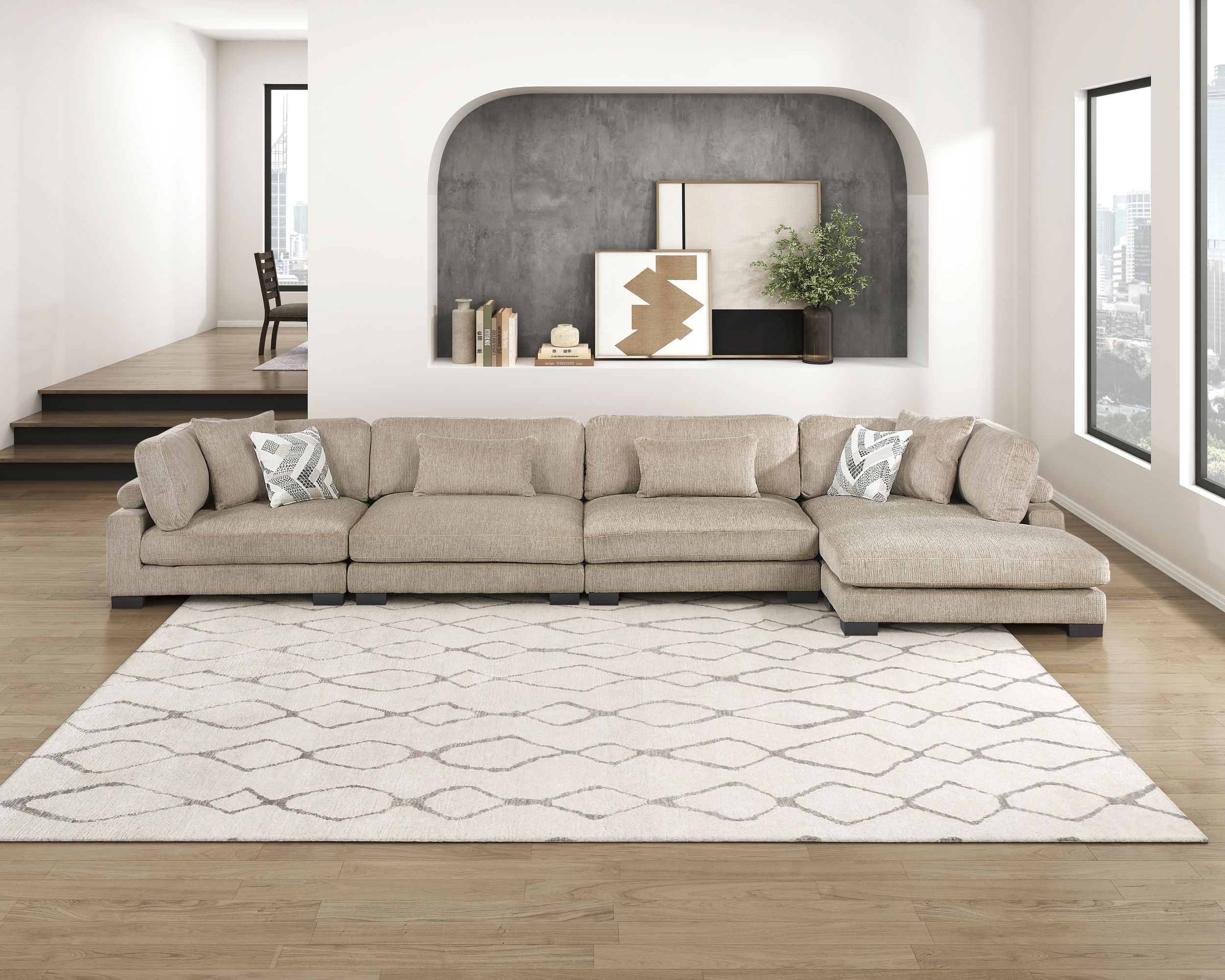 Tinley Microfiber 3‑Piece Modular Sofa Chaise