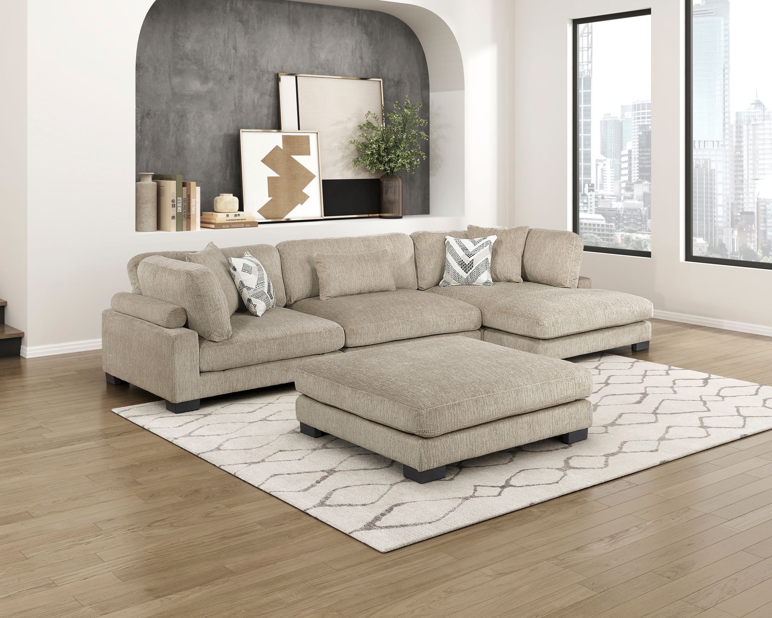 Tinley Square Microfiber Ottoman