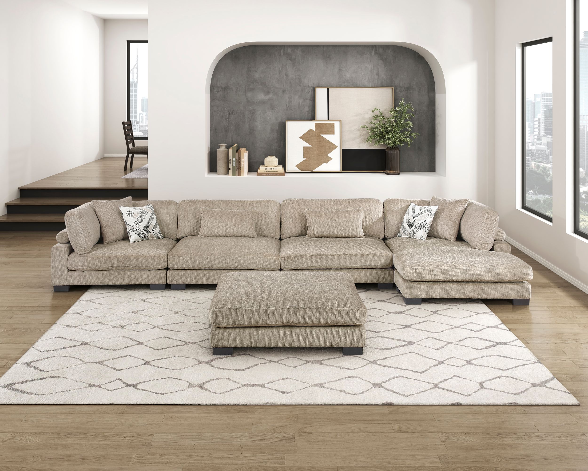 Tinley U-Shaped Microfiber 8‑Piece Modular Sectional