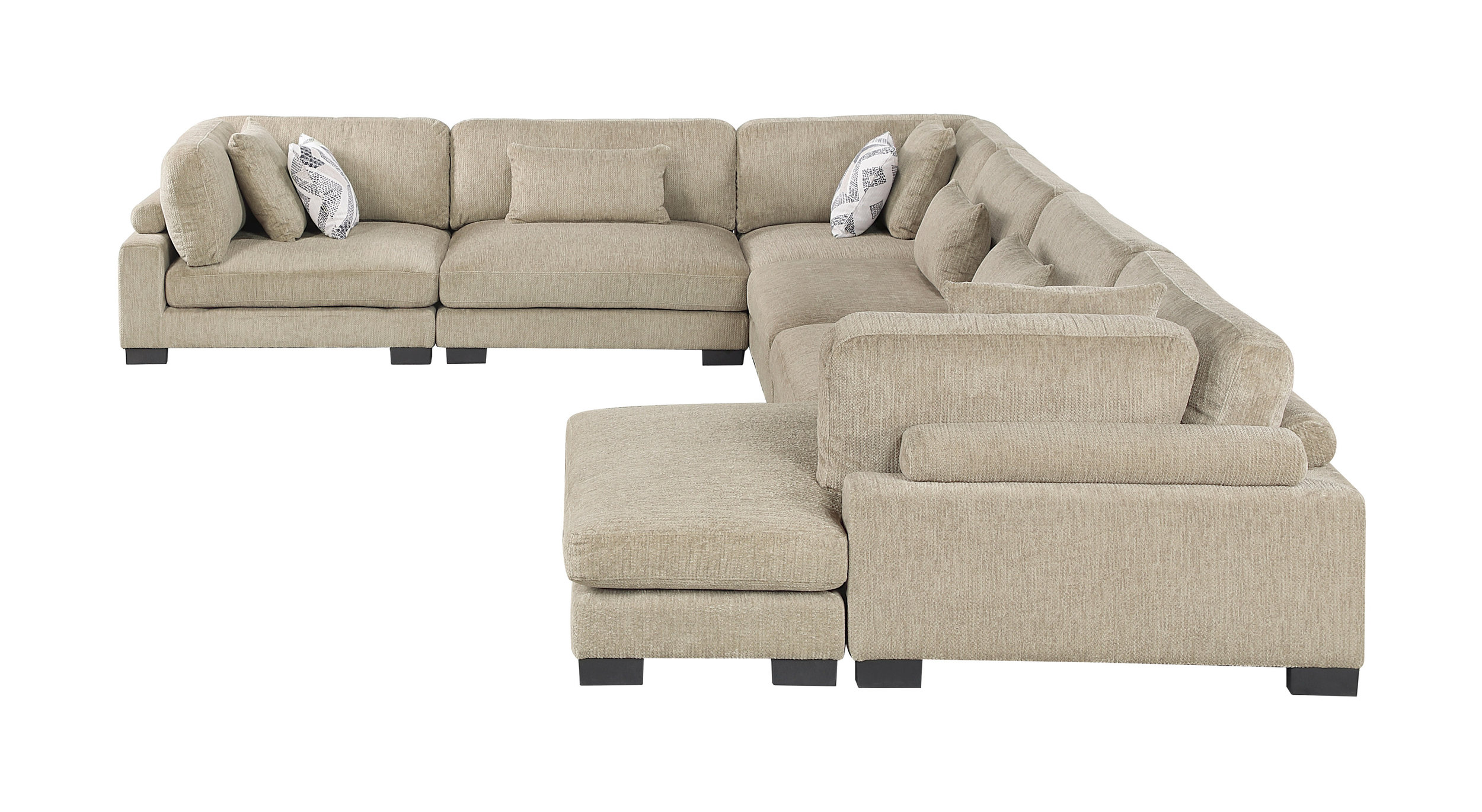 Tinley U-Shaped Microfiber 6‑Piece Modular Sectional with RAF Chaise