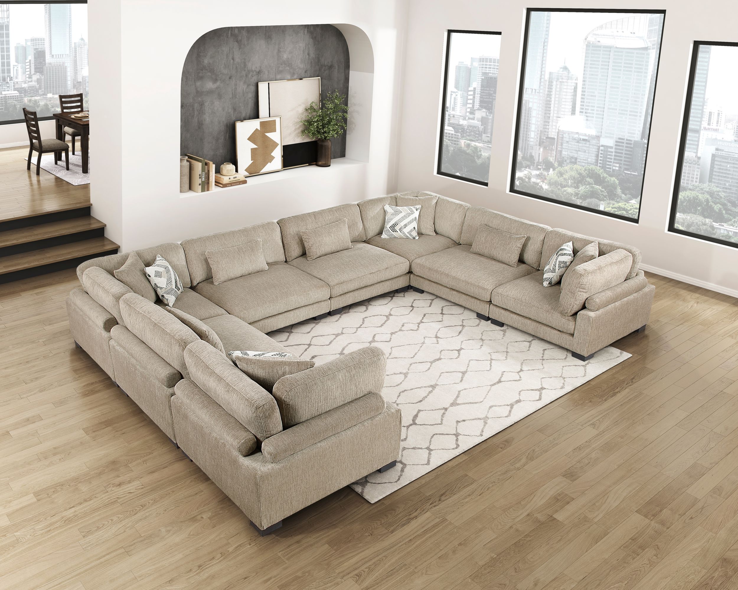 Tinley L-Shaped Microfiber 5‑Piece Modular Sectional
