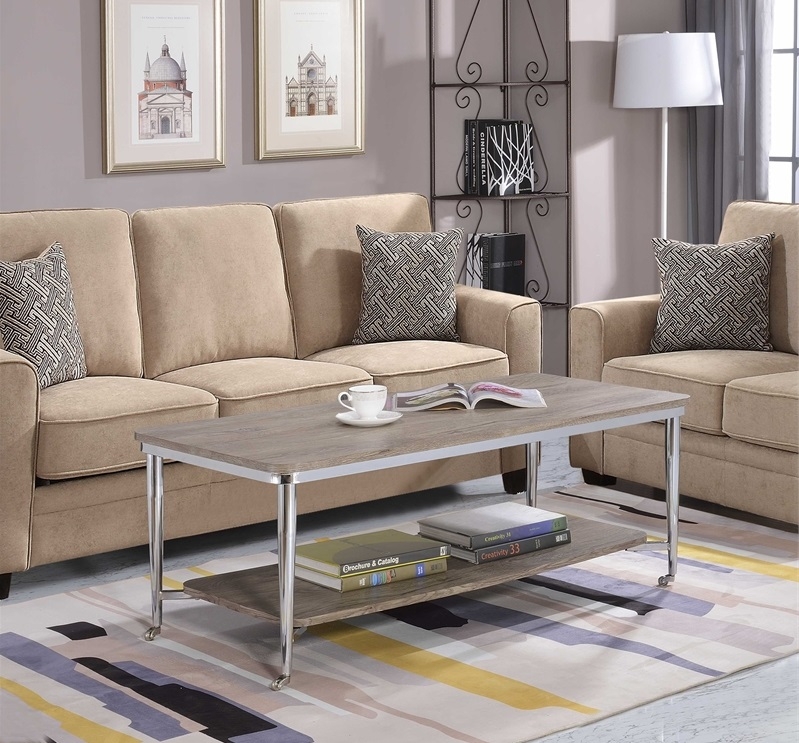 Lukey Wood Rectangular Coffee Table w/Casters