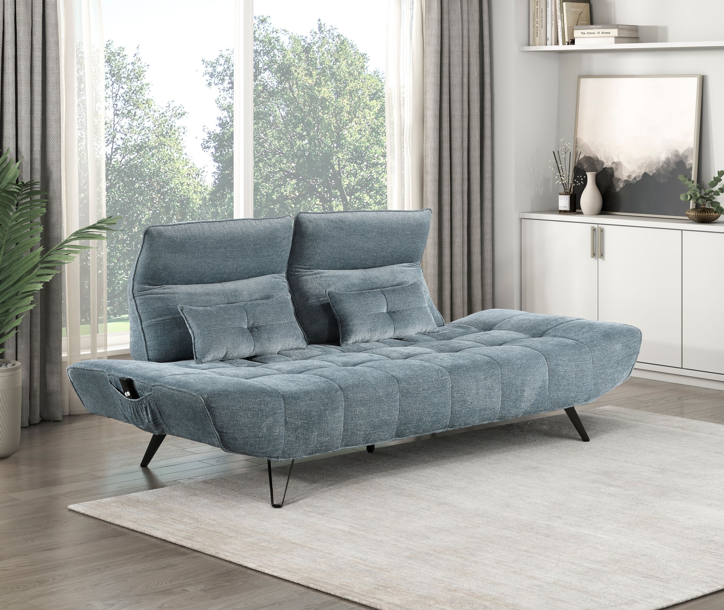 Quonsett Chenille Sofa with Power Adjustable Seat Depth & Manual Adjustable Headrests