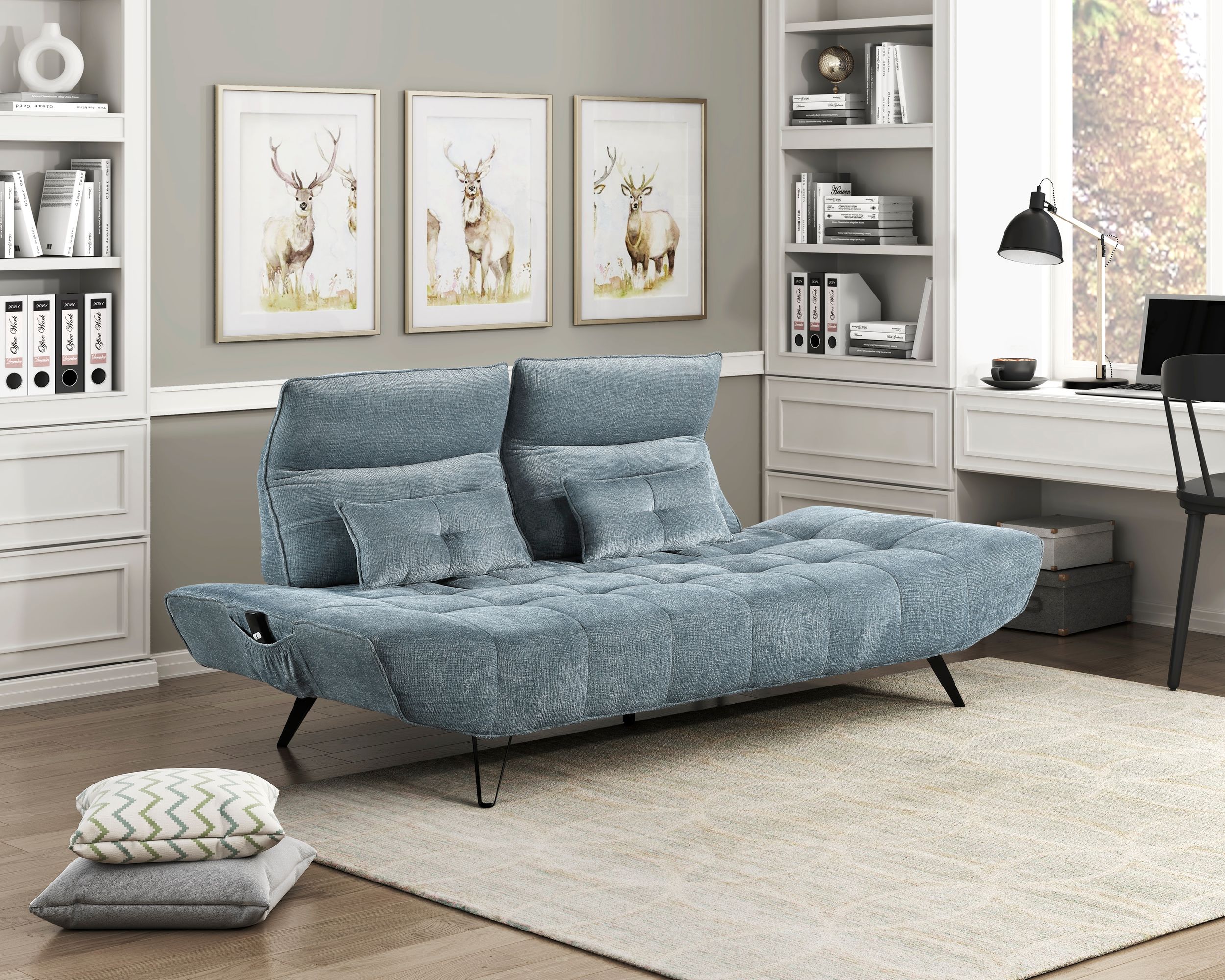 Quonsett Chenille Sofa with Power Adjustable Seat Depth & Manual Adjustable Headrests
