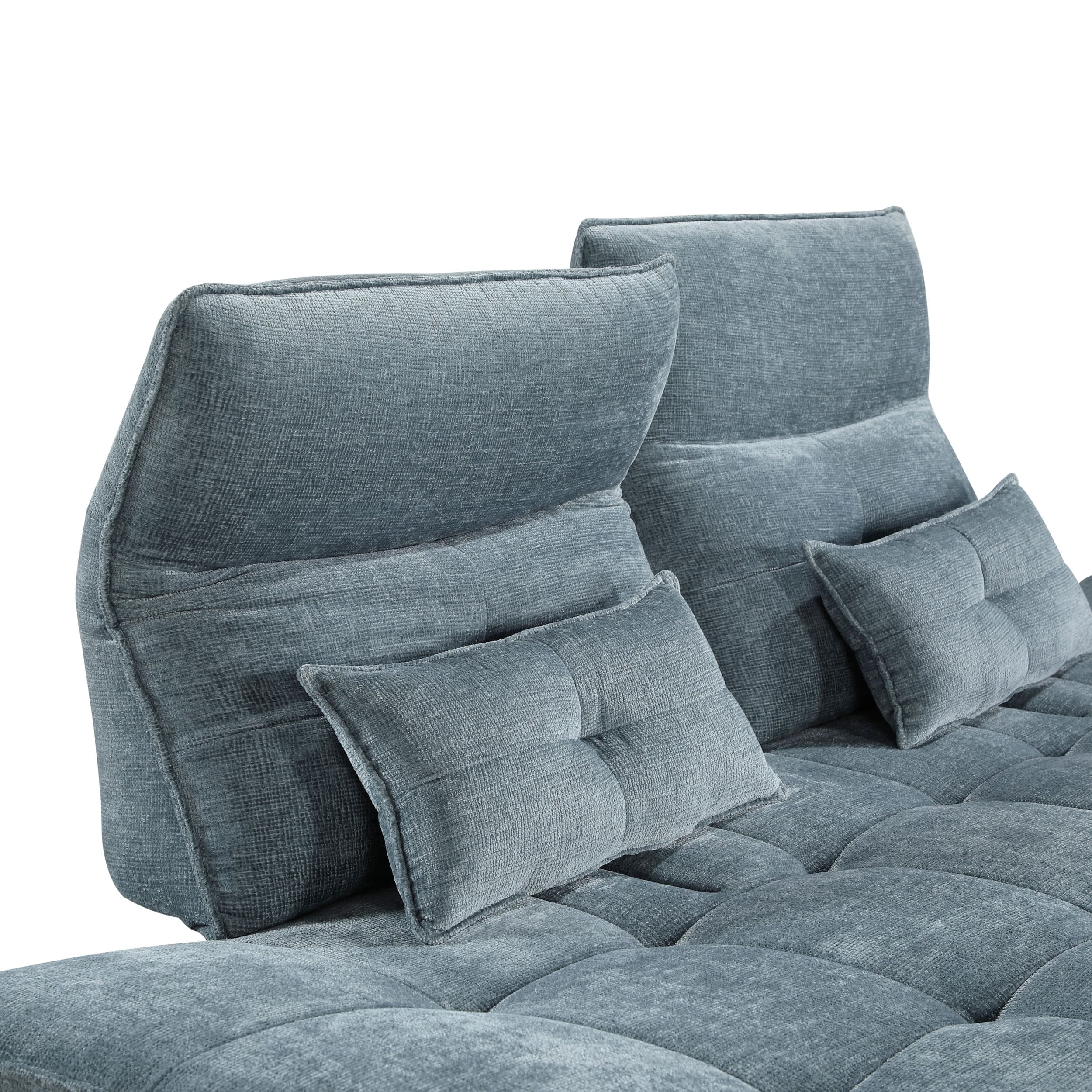 Quonsett Chenille Sofa with Power Adjustable Seat Depth & Manual Adjustable Headrests