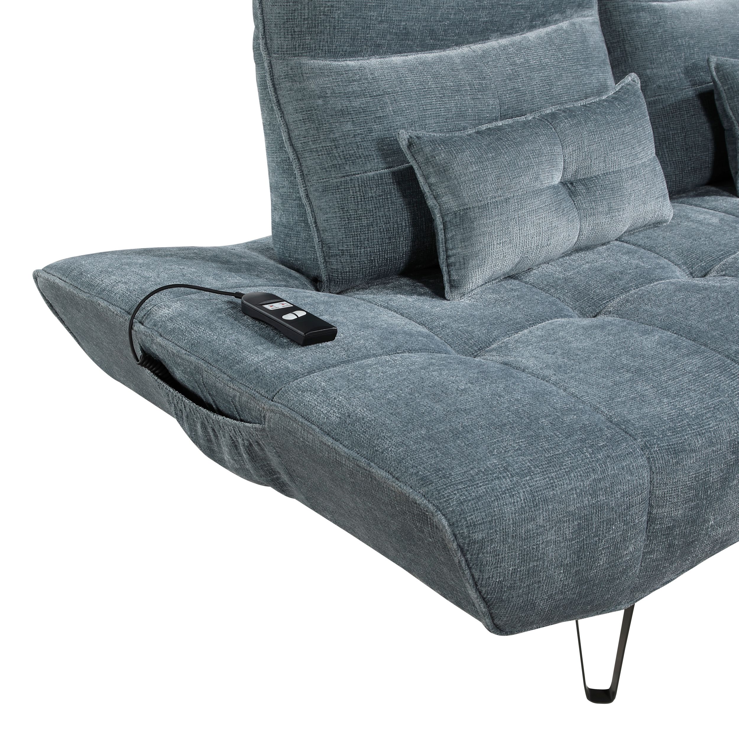 Quonsett Chenille Sofa with Power Adjustable Seat Depth & Manual Adjustable Headrests