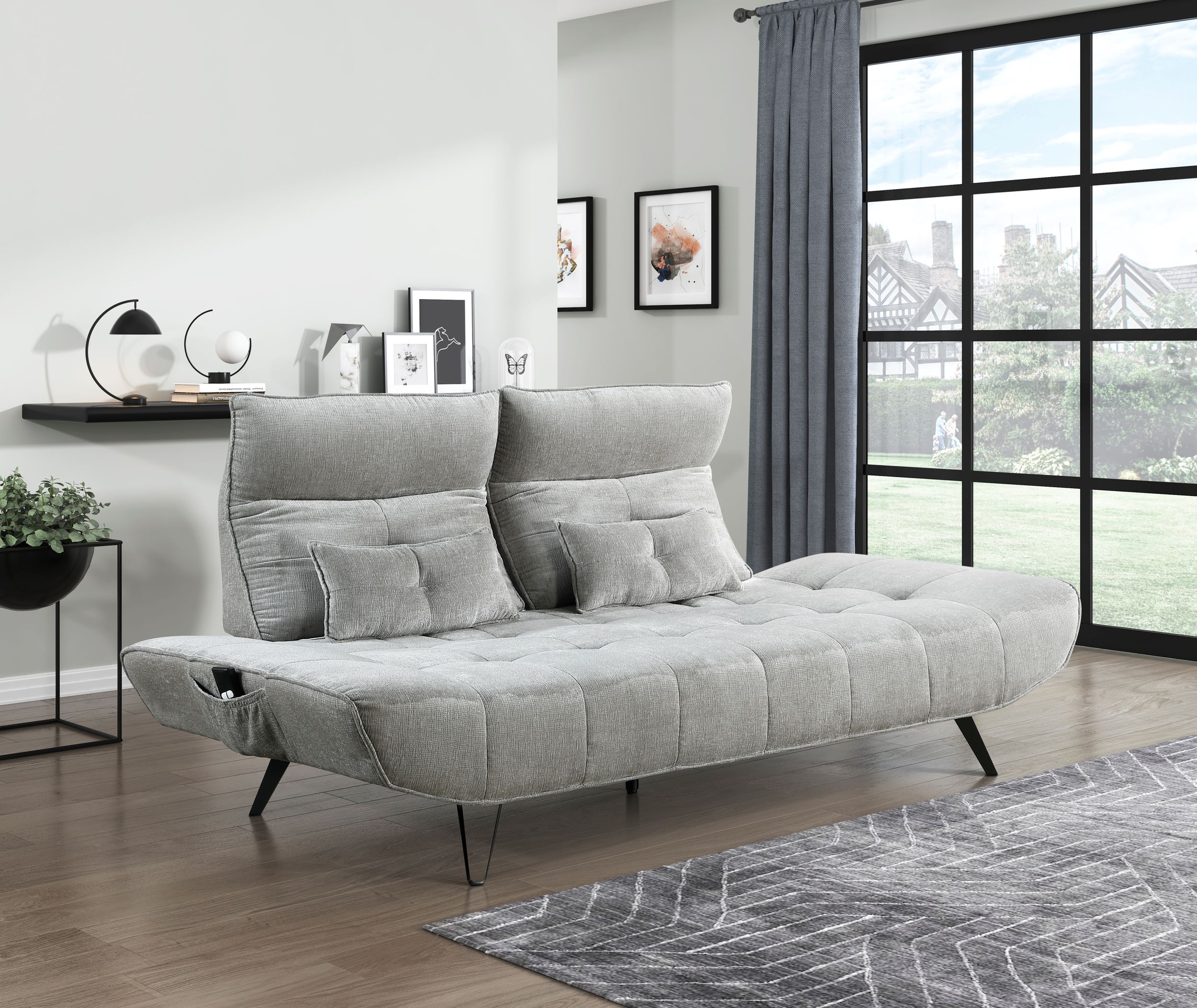 Quonsett Chenille Sofa with Power Adjustable Seat Depth & Manual Adjustable Headrests