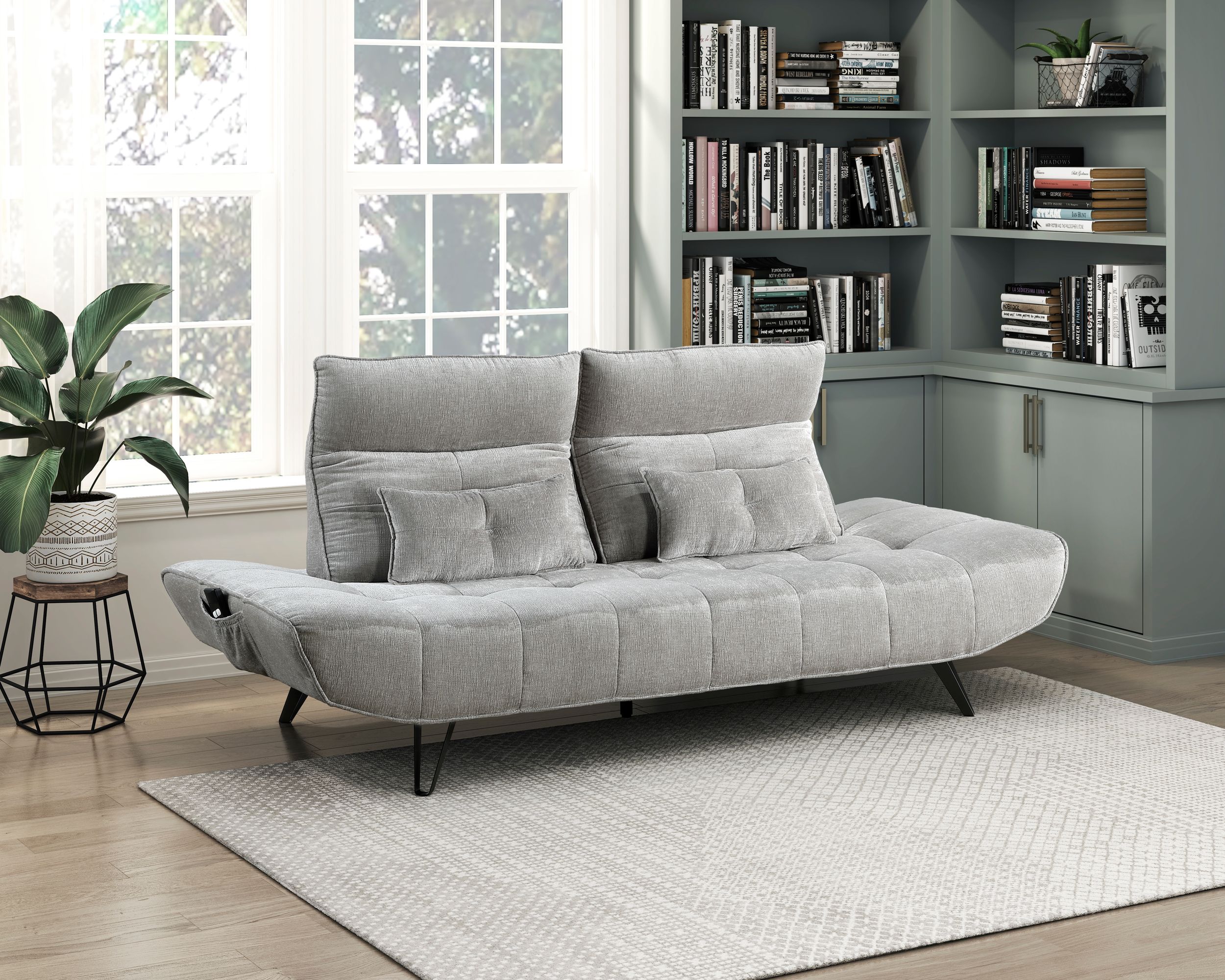 Quonsett Chenille Sofa with Power Adjustable Seat Depth & Manual Adjustable Headrests