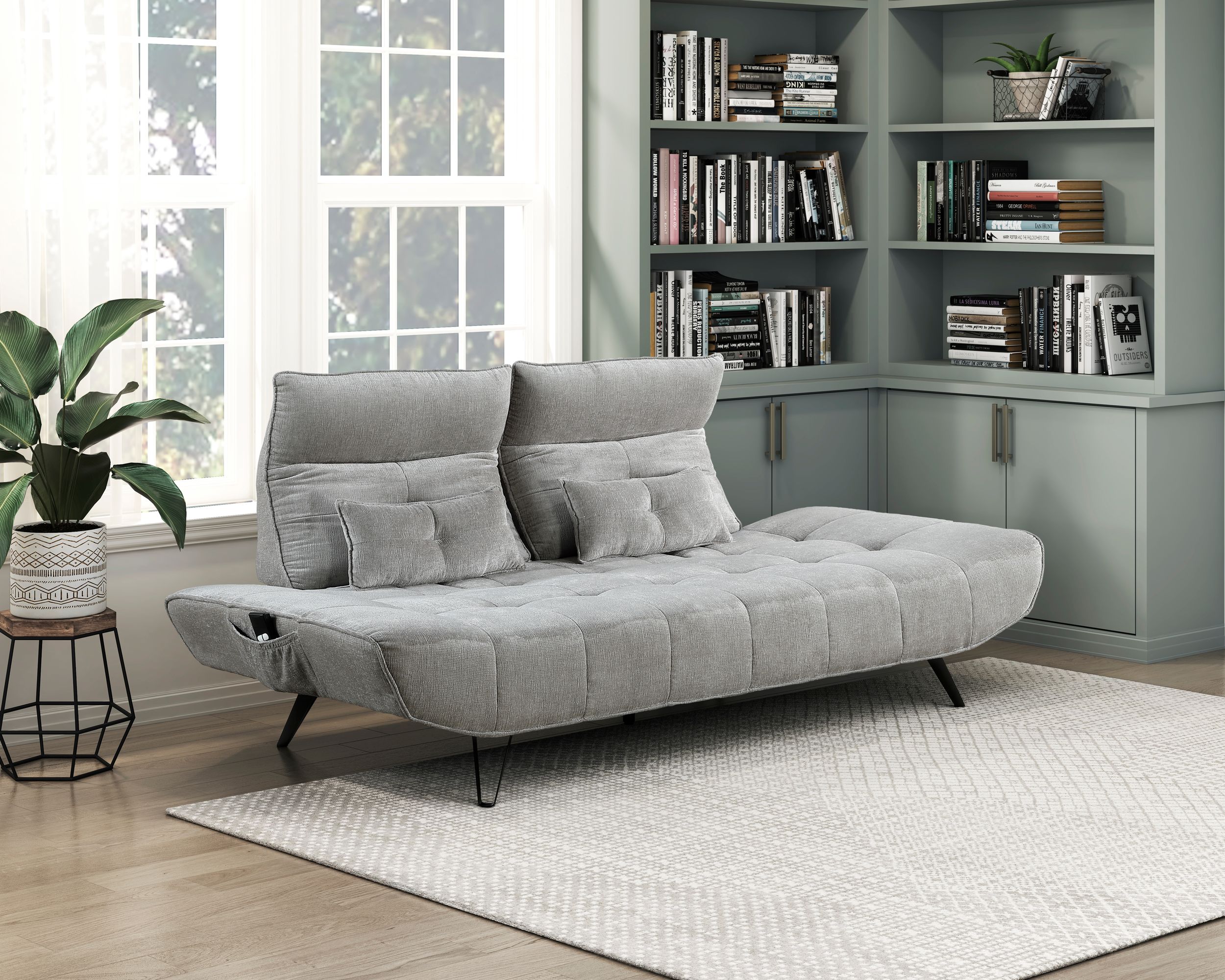Quonsett Chenille Sofa with Power Adjustable Seat Depth & Manual Adjustable Headrests
