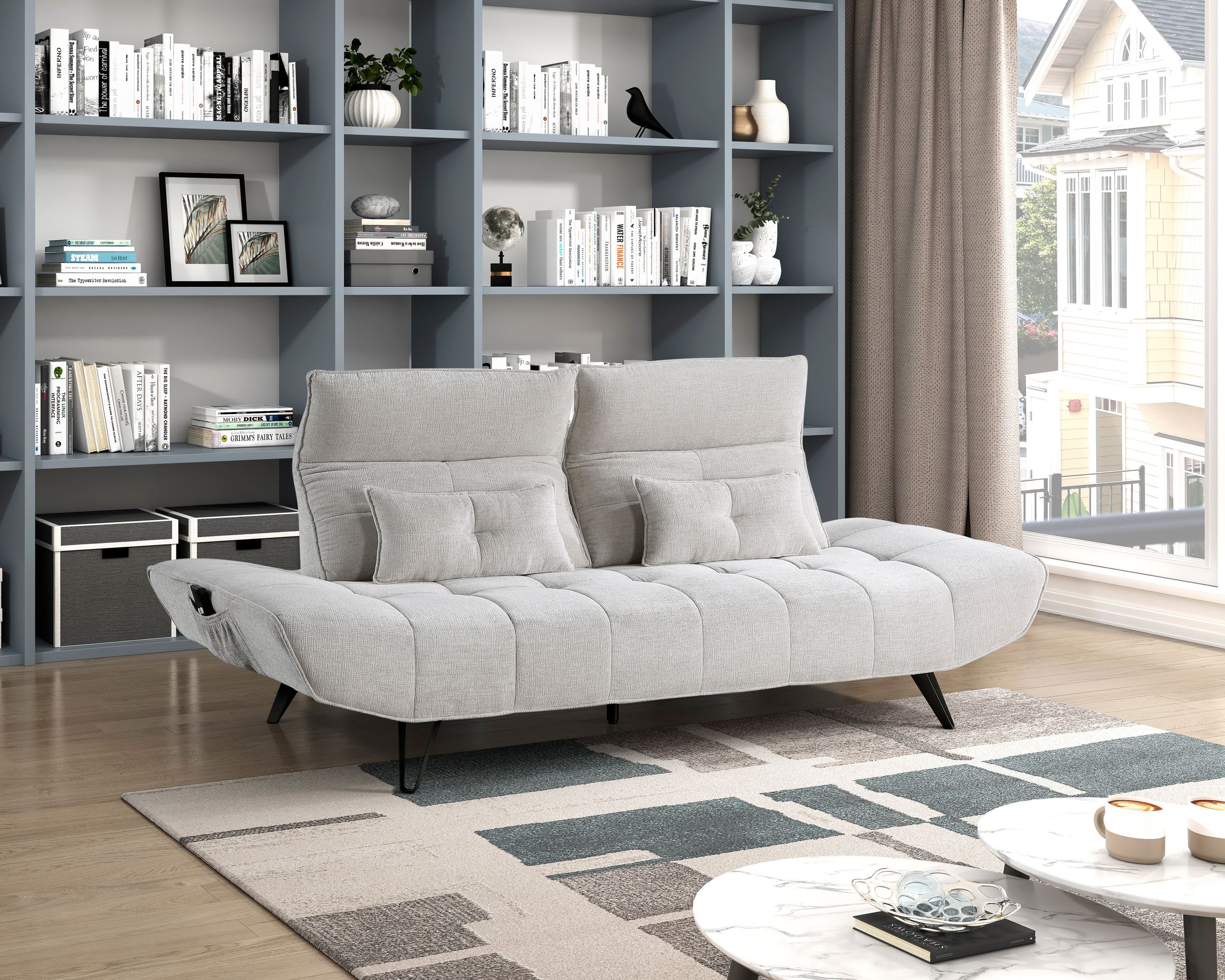 Quonsett Chenille Sofa with Power Adjustable Seat Depth & Manual Adjustable Headrests