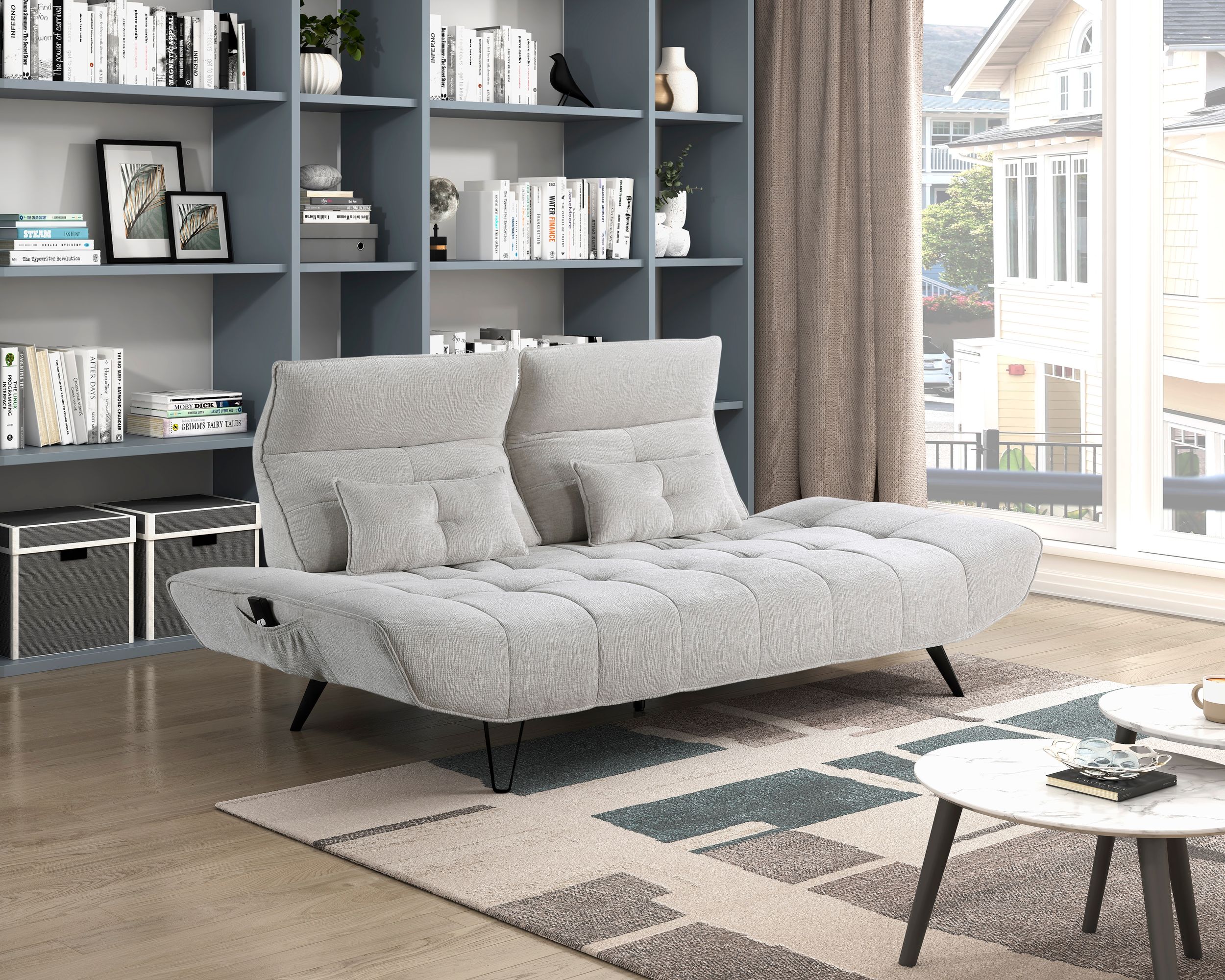 Quonsett Chenille Sofa with Power Adjustable Seat Depth & Manual Adjustable Headrests