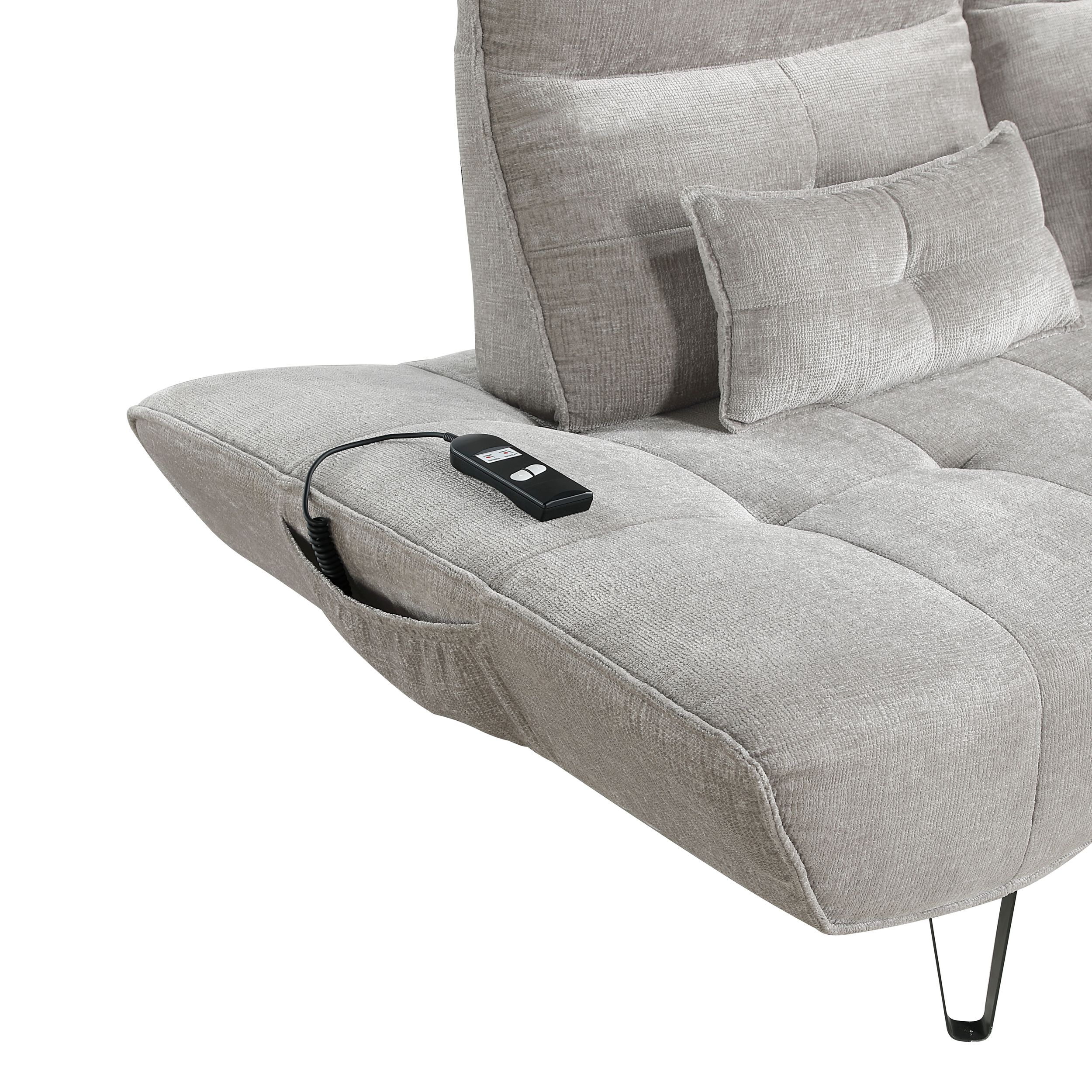 Quonsett Chenille Sofa with Power Adjustable Seat Depth & Manual Adjustable Headrests