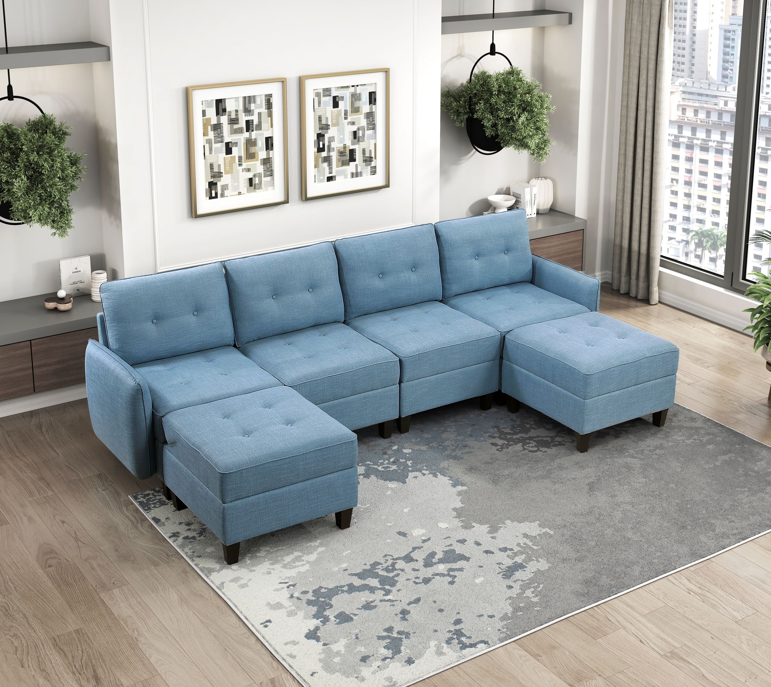 Garren Polyester Modular Living Room Set