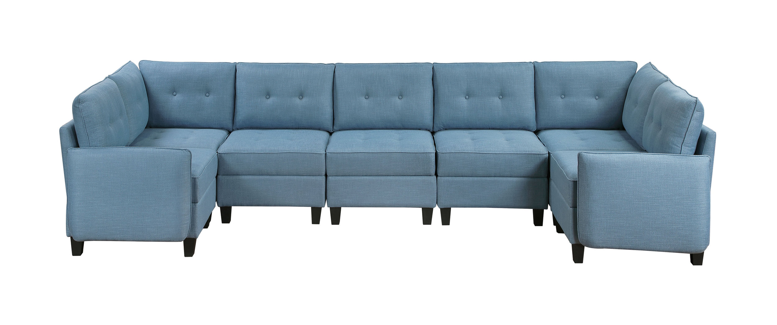 Garren U-Shaped Polyester 7‑Piece Modular Sectional with Storage