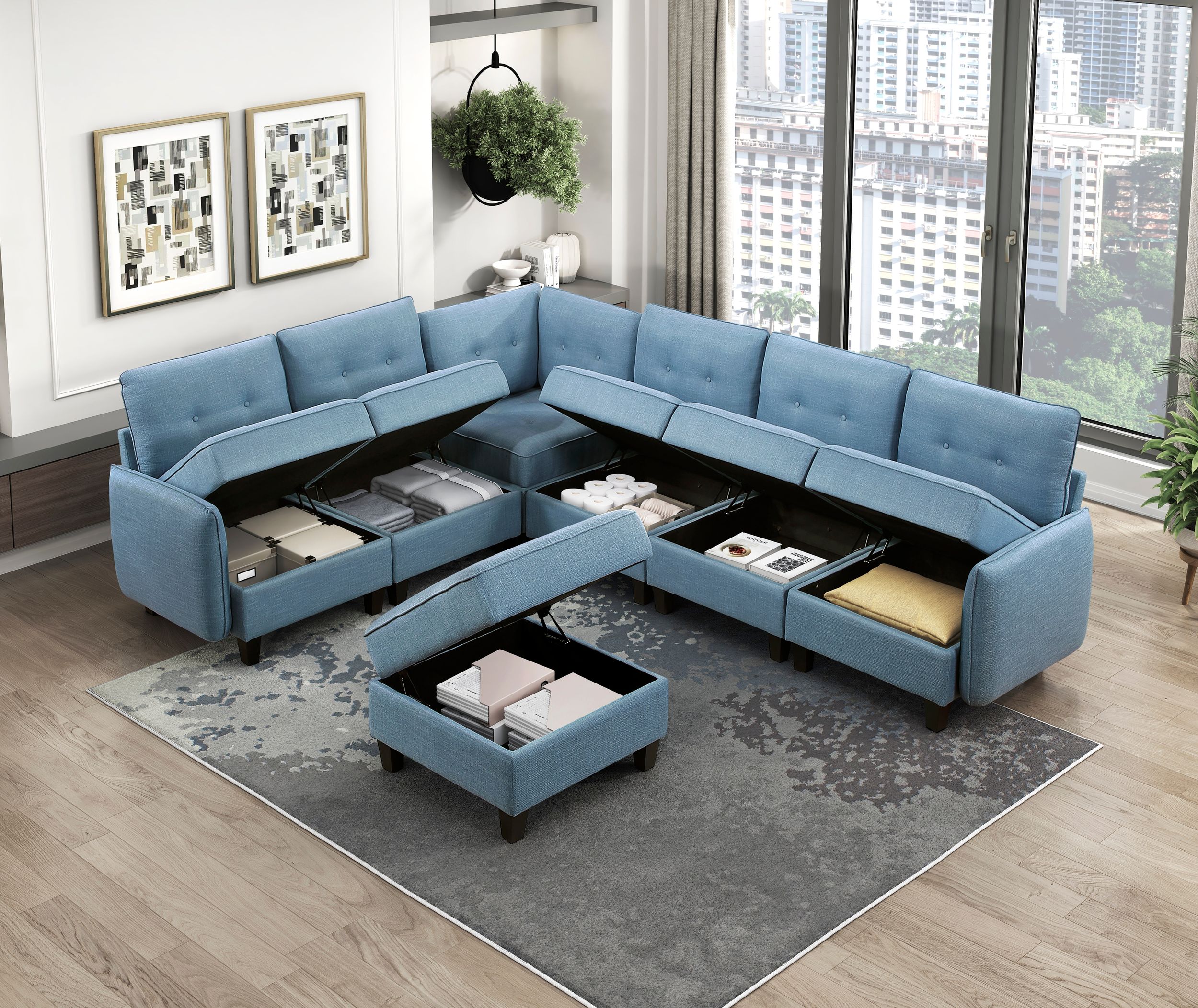 Garren Polyester Modular Loveseat