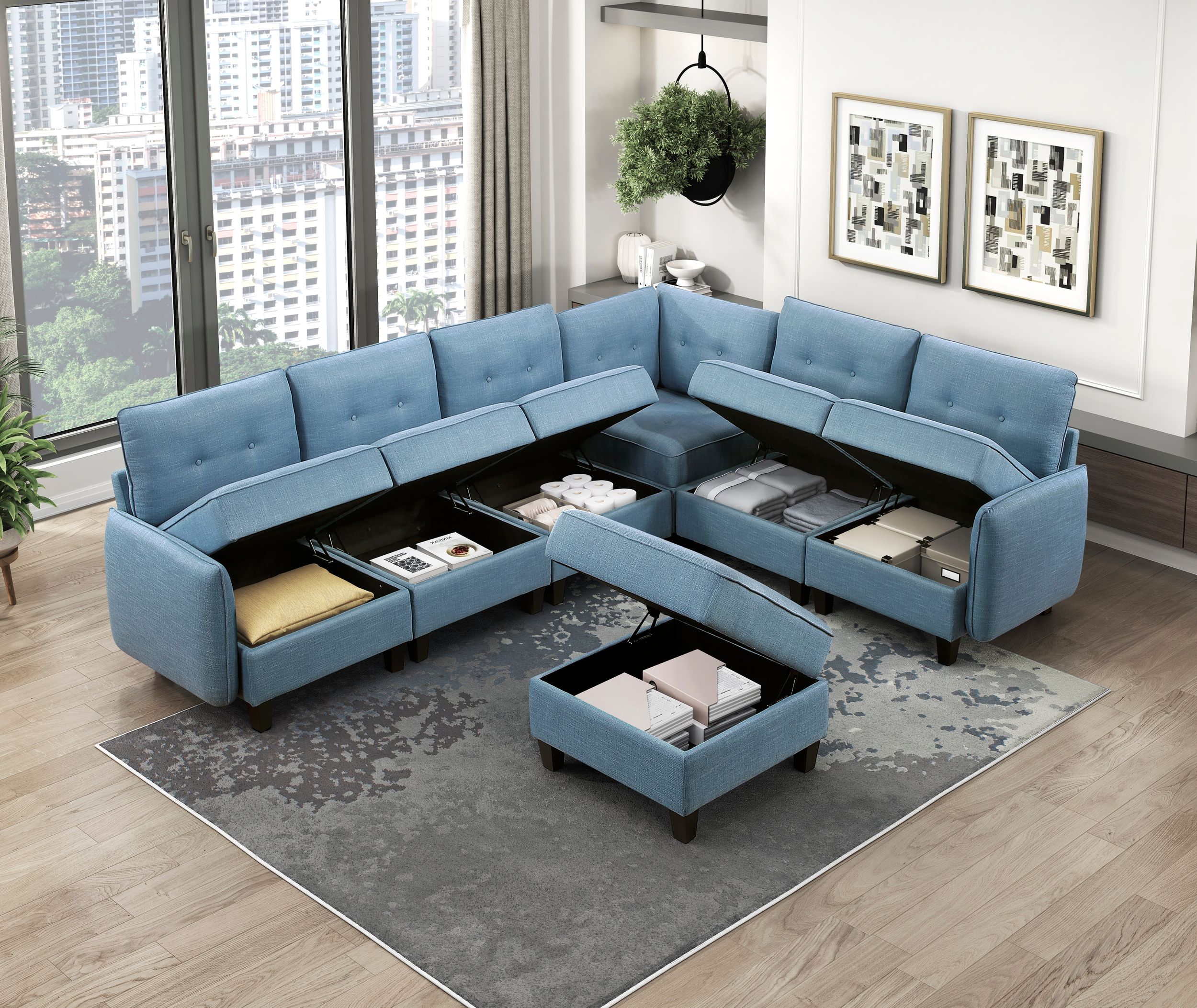 Garren Polyester Modular Loveseat