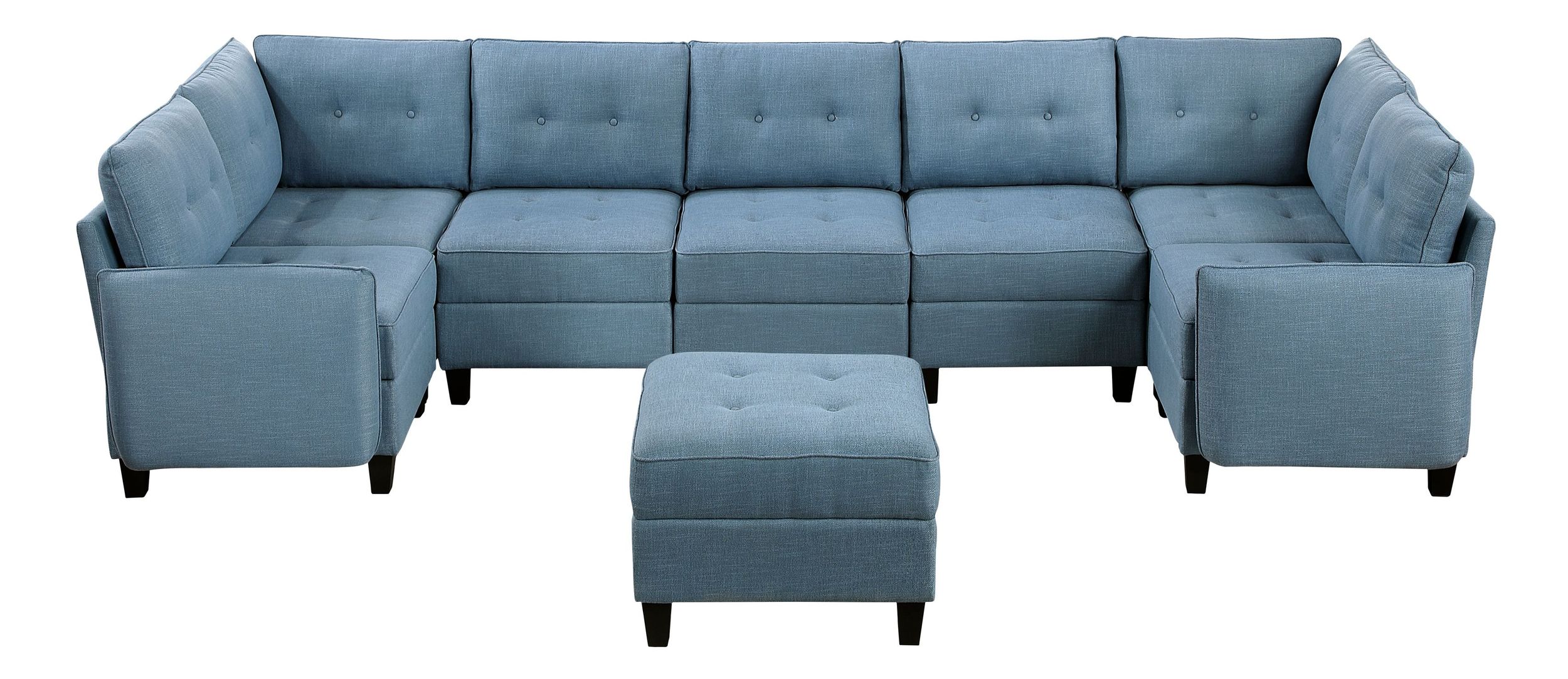 Garren U-Shaped Polyester 7‑Piece Modular Sectional with Storage
