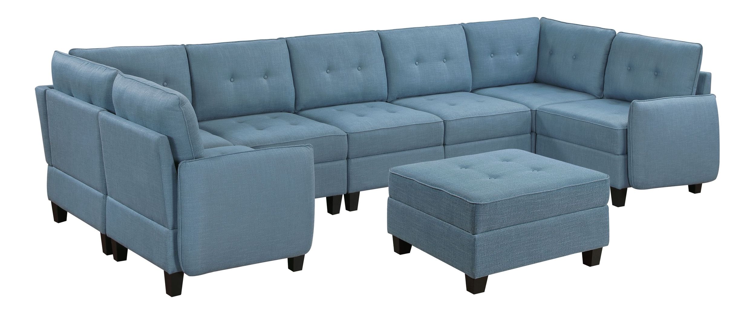 Garren U-Shaped Polyester 7‑Piece Modular Sectional with Storage