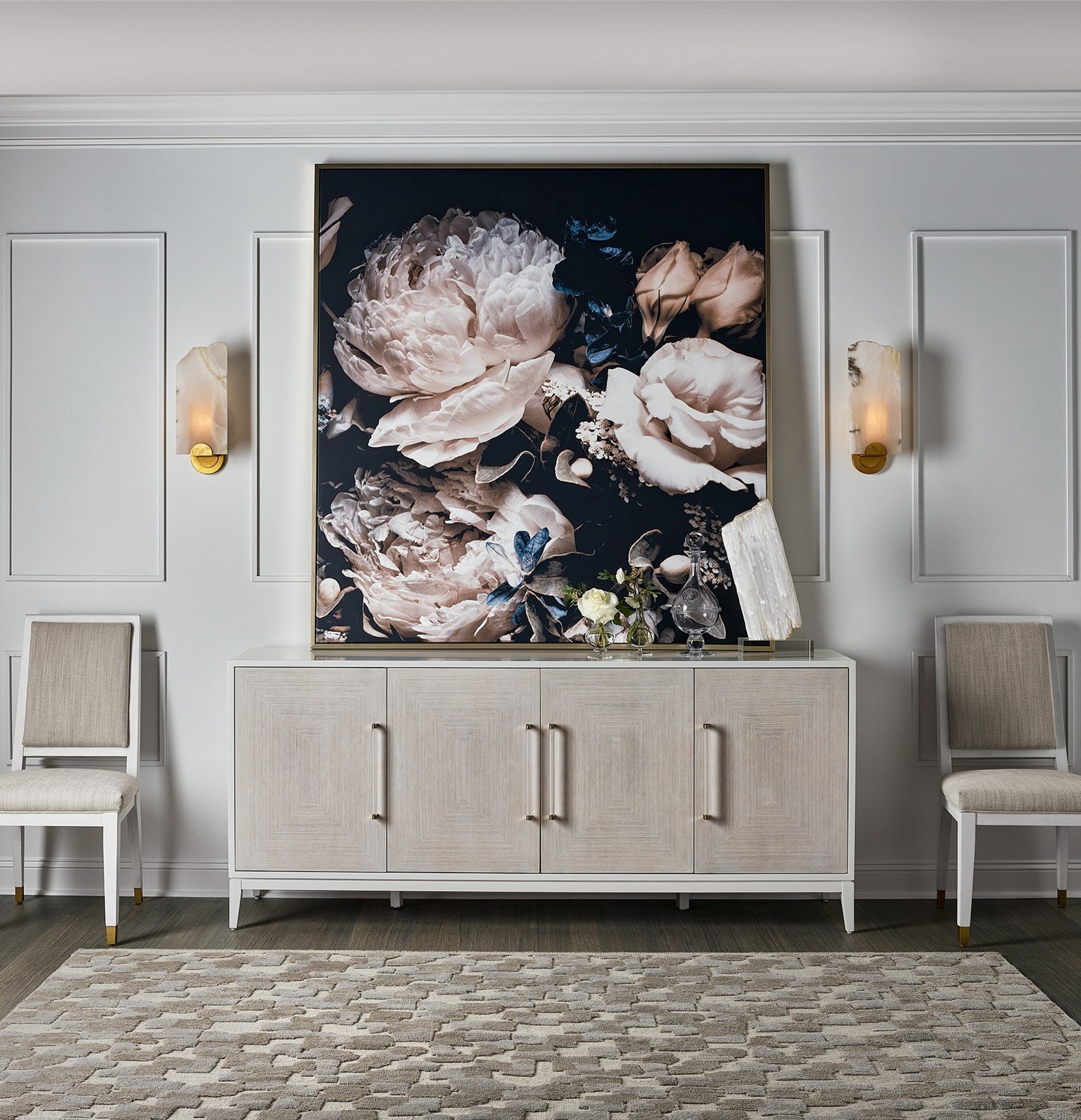 Desert Rose Wood Sideboard w/4 Doors