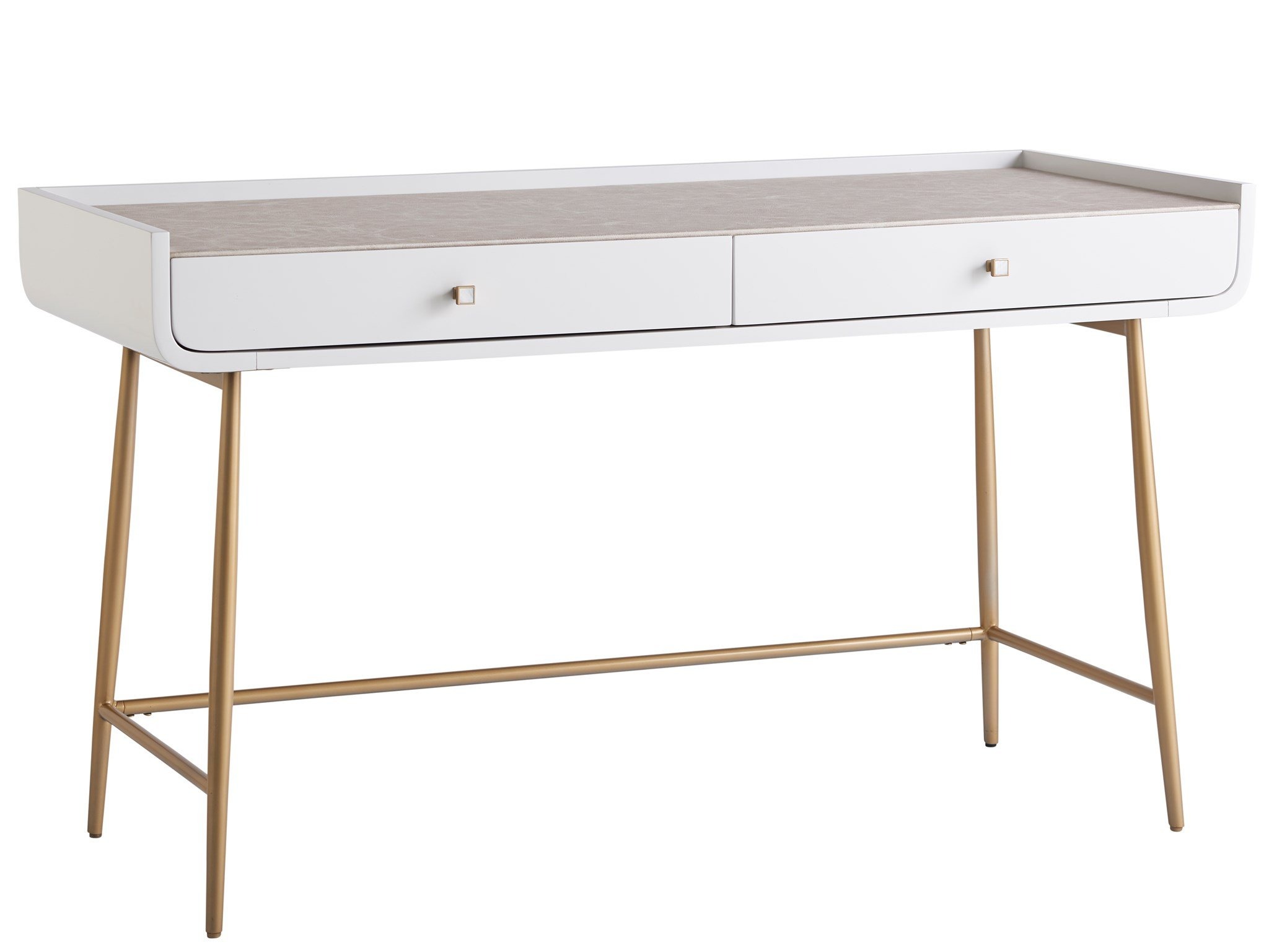 Allure Wood/Metal/Glass Vanity Desk w/2 Drawers