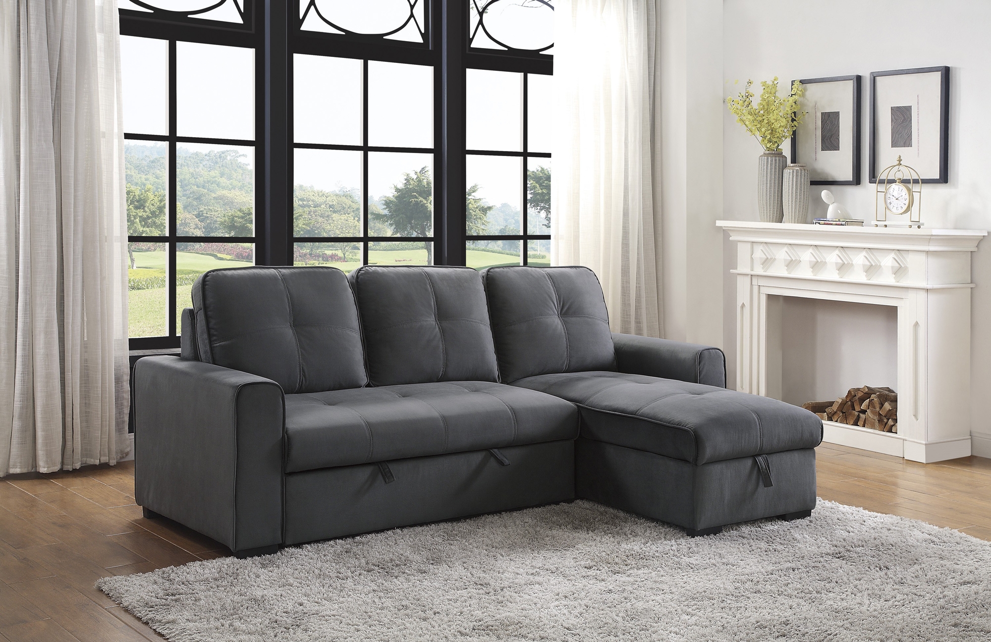 Magnus Fabric Sectional with Pull-out Bed and Hidden Storage