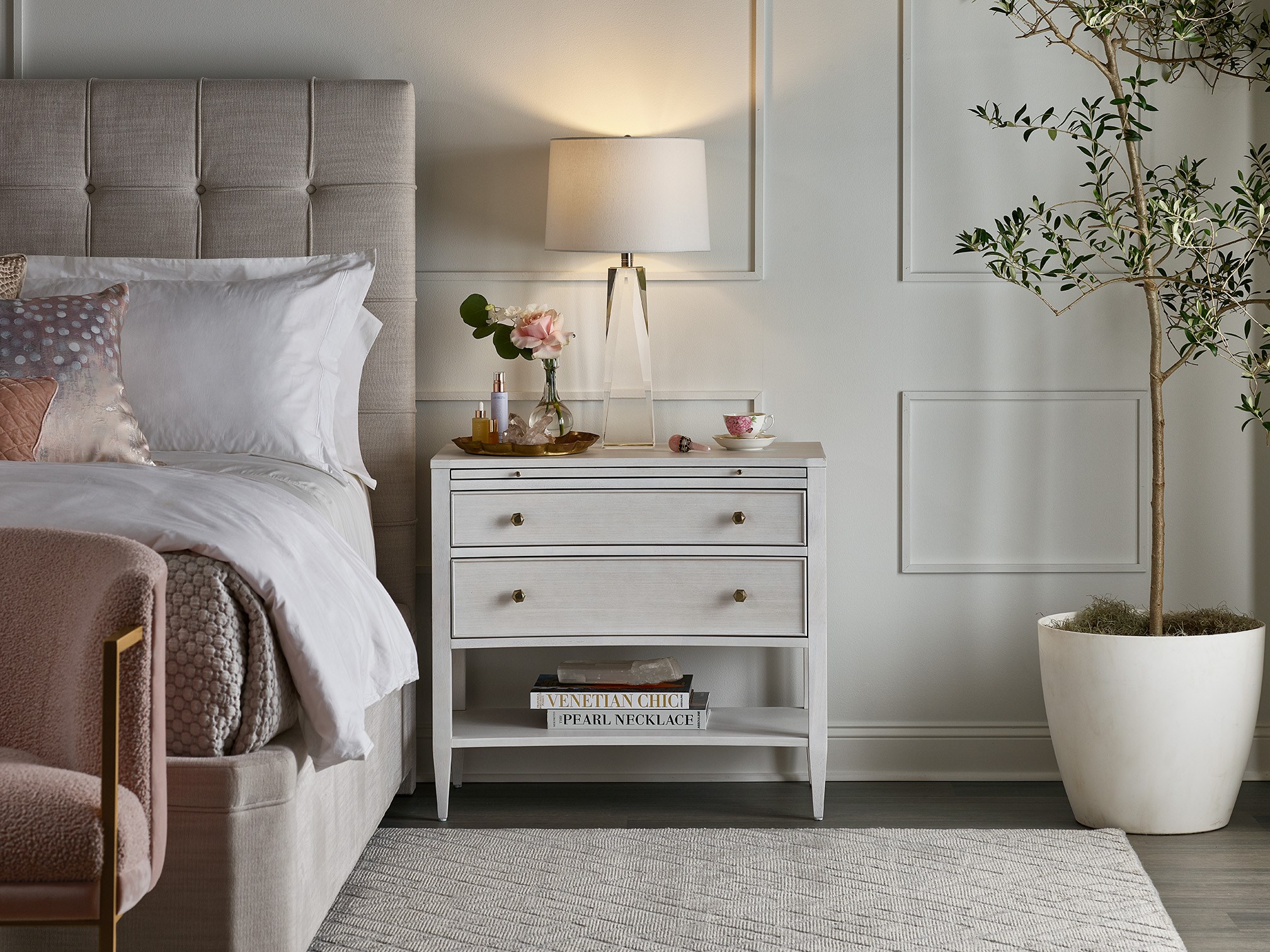 Chelsea Wood Nightstand w/2 Drawers