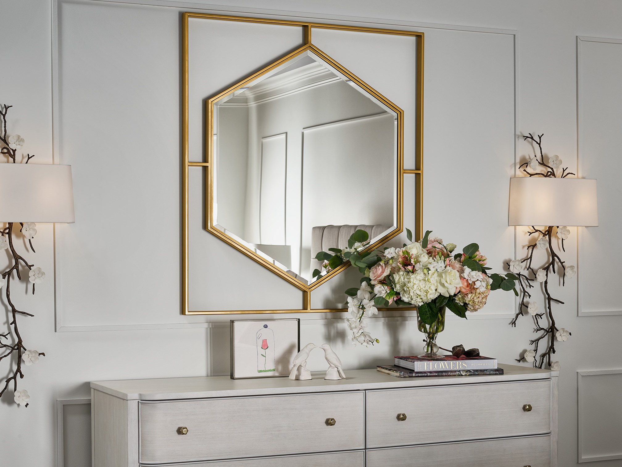 Baxton Studio Gates Modern Glam and Luxe Antique Goldleaf Metal Accent Wall Mirror