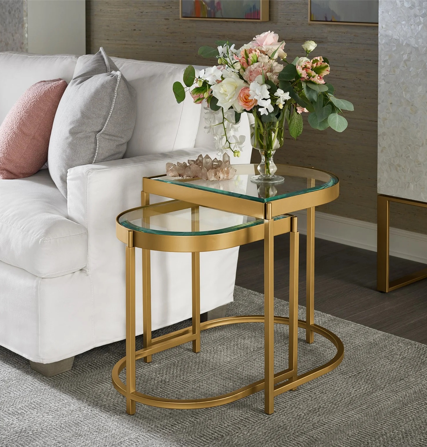 Editorial 2-Piece Glass/Metal End Table