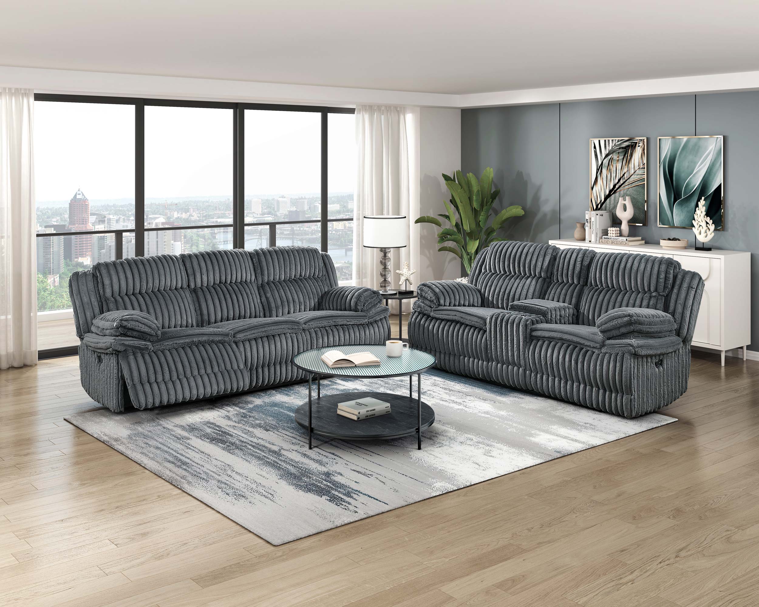 Goodland Corduroy Double Reclining Living Room Set