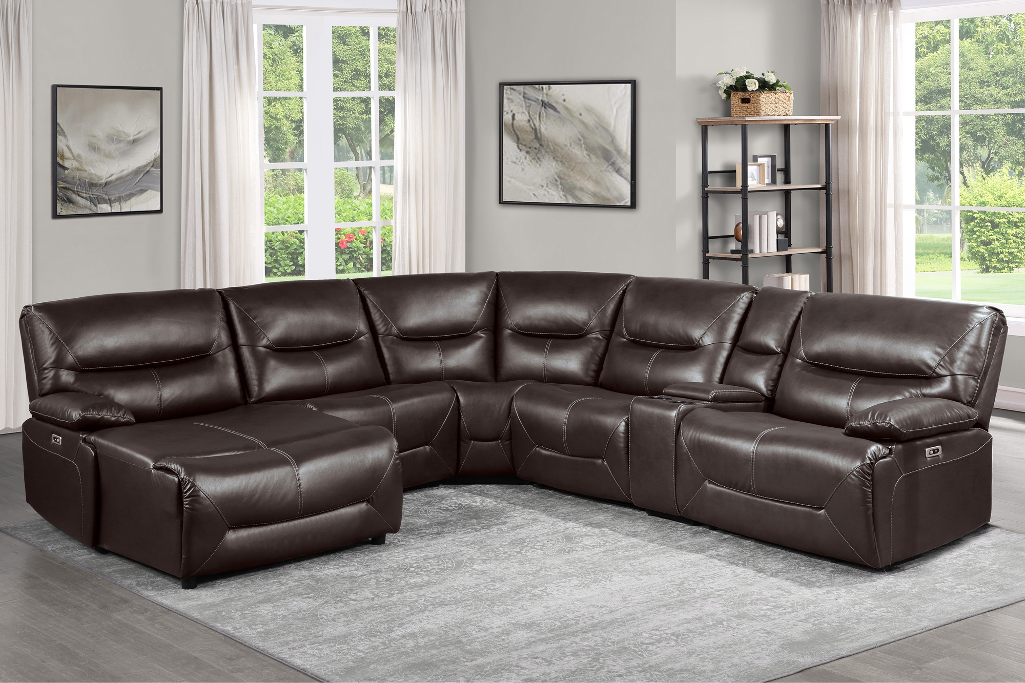 Dyersburg Leatherette Power Reclining Sectional