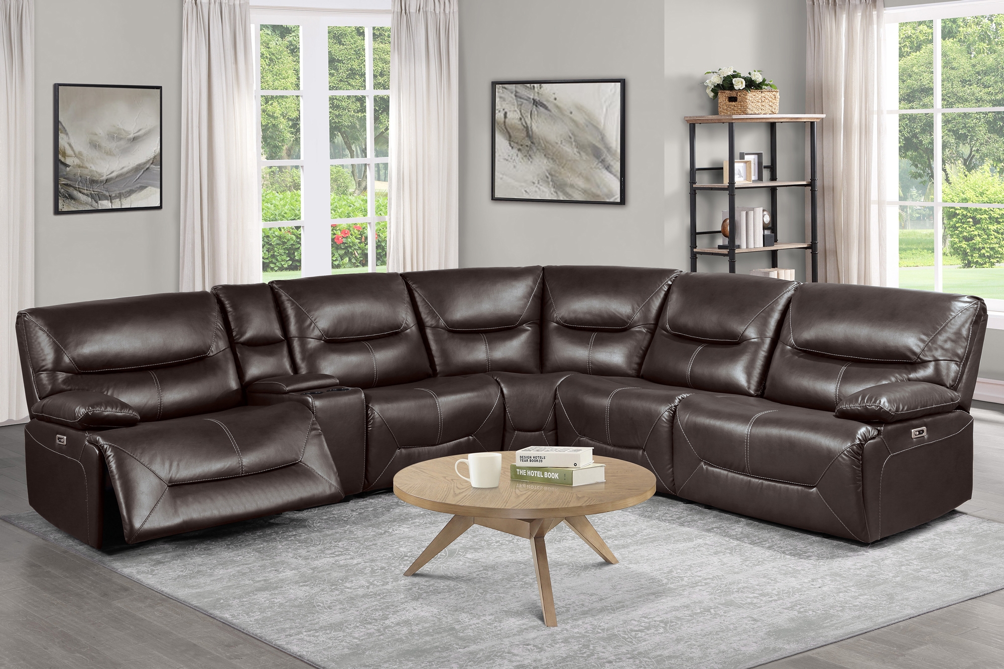 Dyersburg Leatherette Power Reclining Sectional
