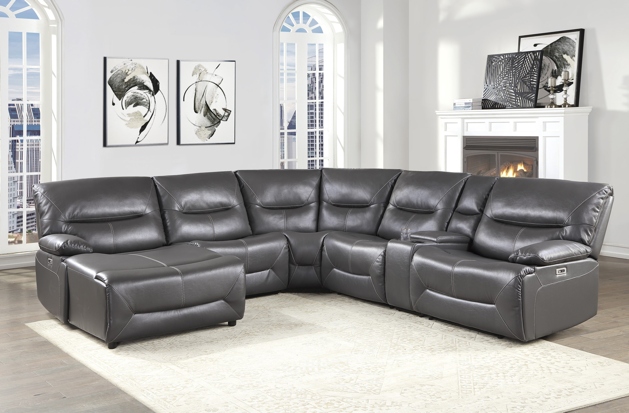 Dyersburg Leatherette Power Reclining Sectional