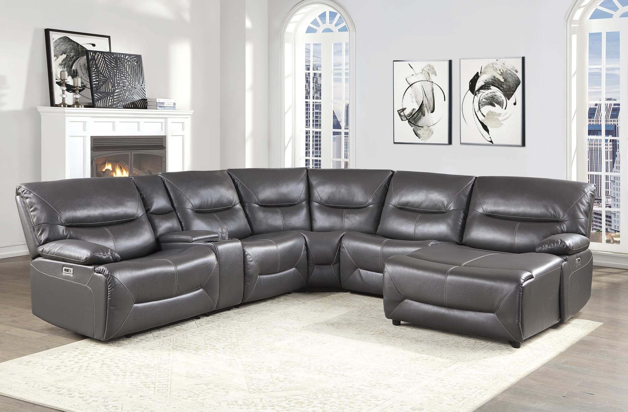 Dyersburg Leatherette Power Reclining Sectional