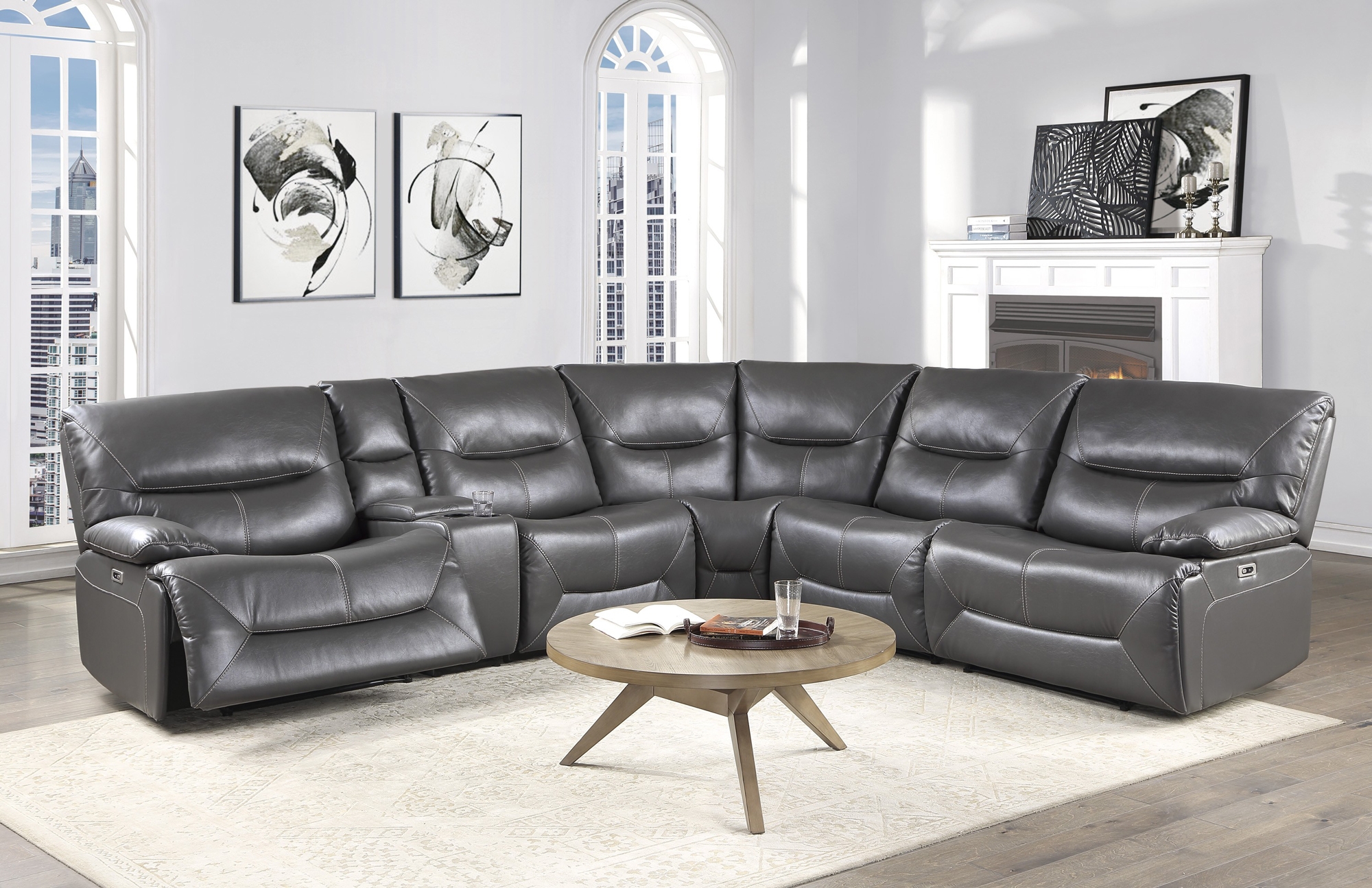 Dyersburg Leatherette Power Reclining Sectional