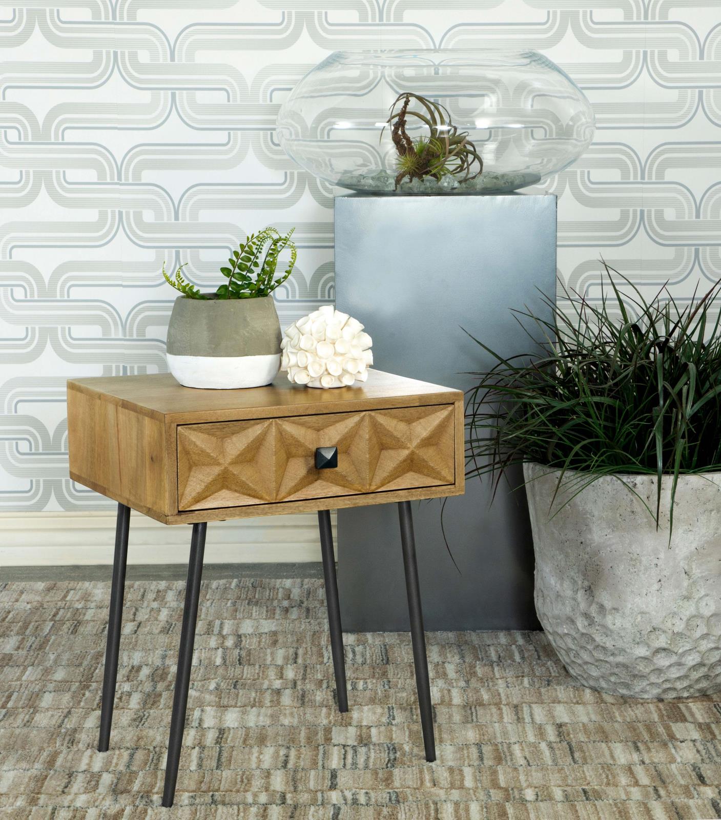 Ezra Rectangular 1-drawer Wood/ Metal Accent Cabinet