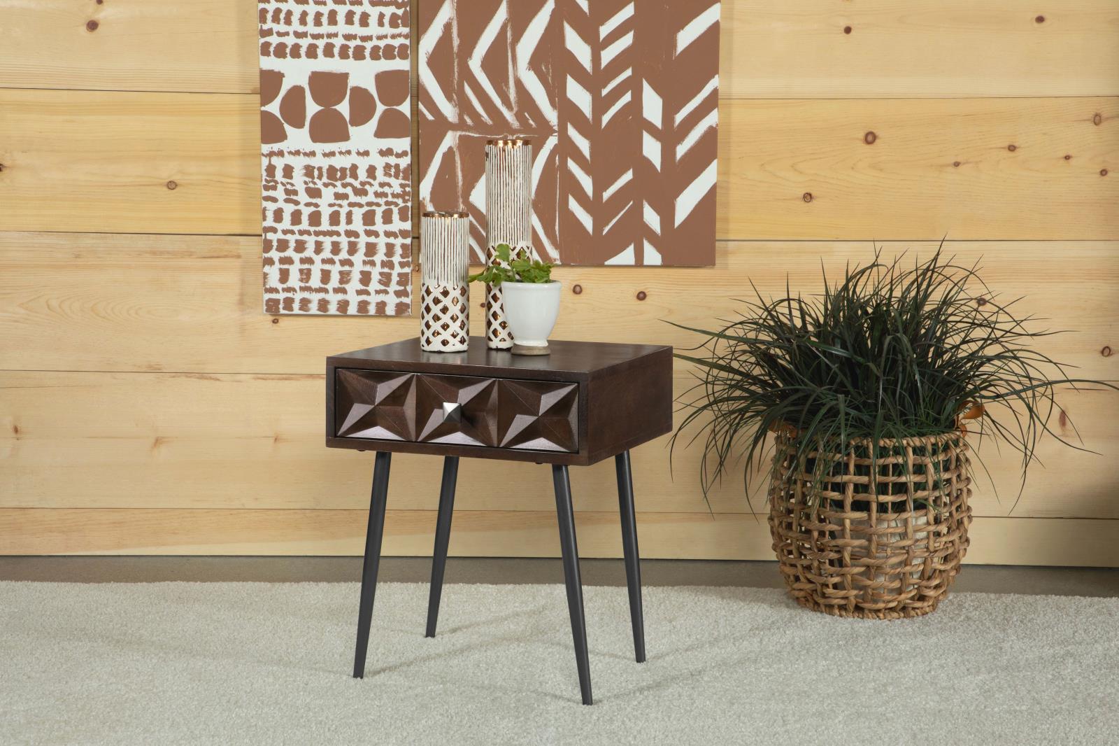 Ezra Rectangular 1-drawer Wood/ Metal Accent Cabinet