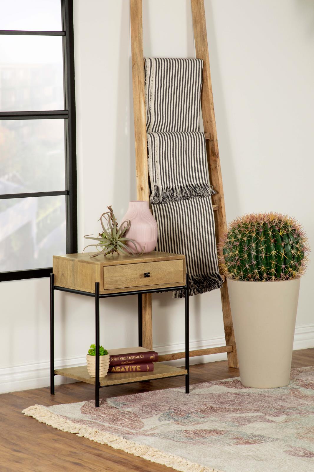 Declan 1-Drawer Accent Table with Open Shelf