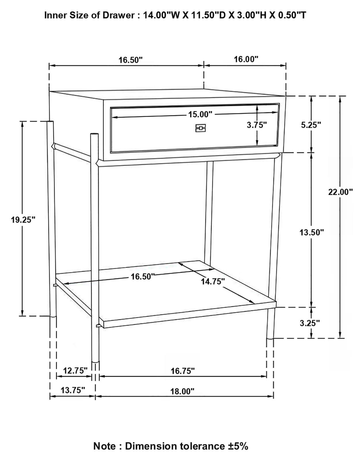 Declan 1-Drawer Accent Table with Open Shelf