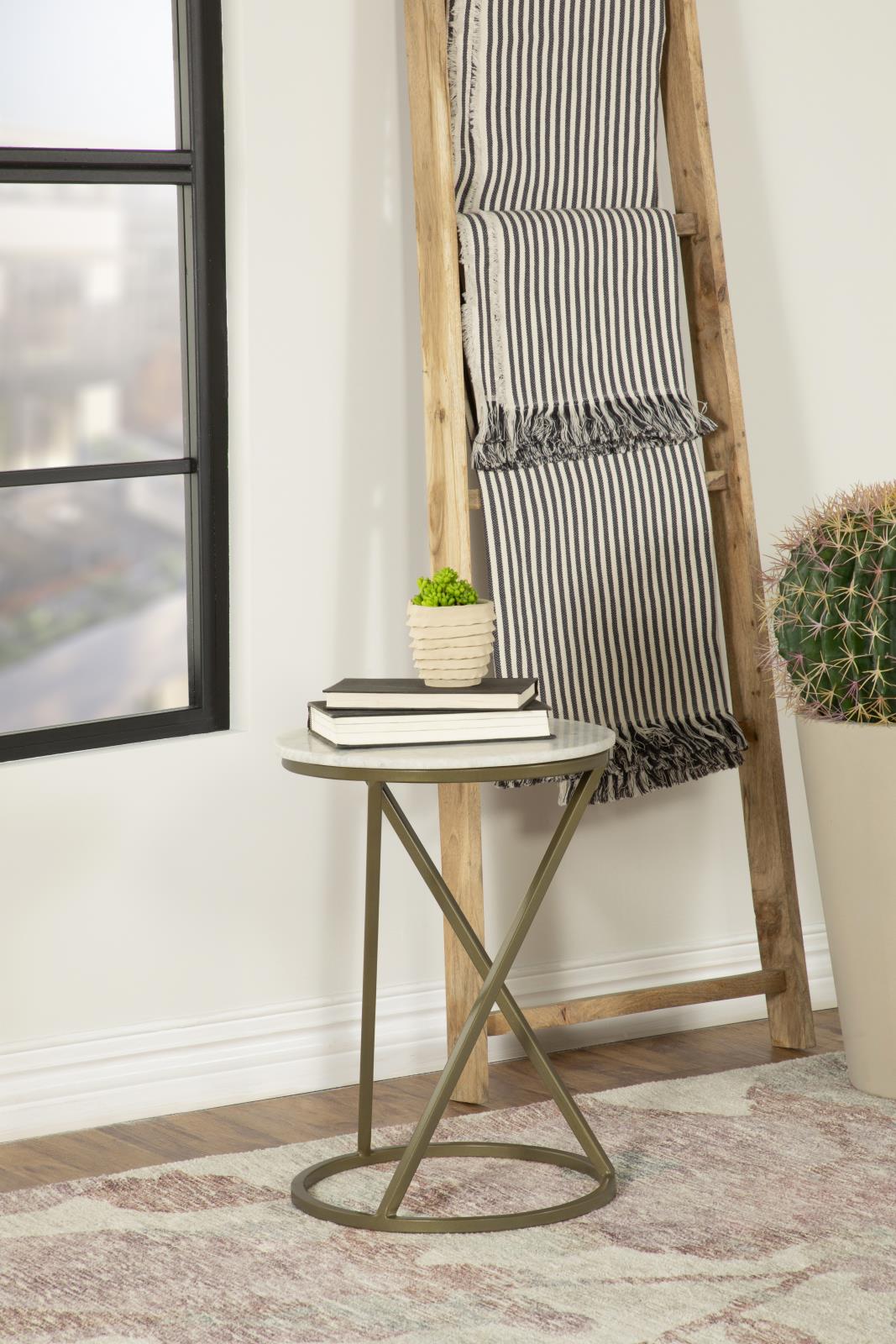 Malthe Round Accent Table with Marble Top