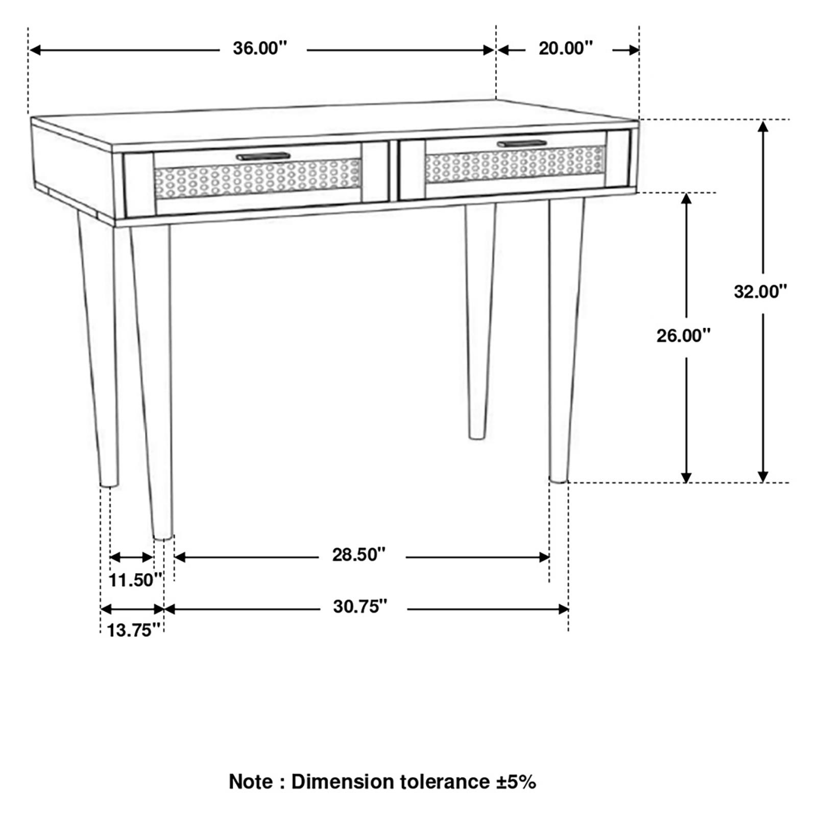Zamora Rectangular 2-drawer Accent Writing Desk