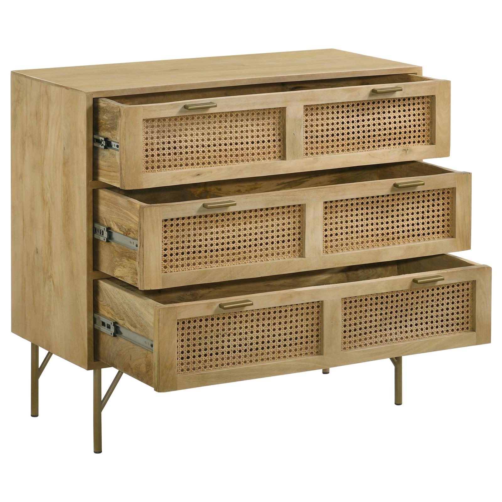 Zamora 3-drawer Wood/Cane Accent Cabinet
