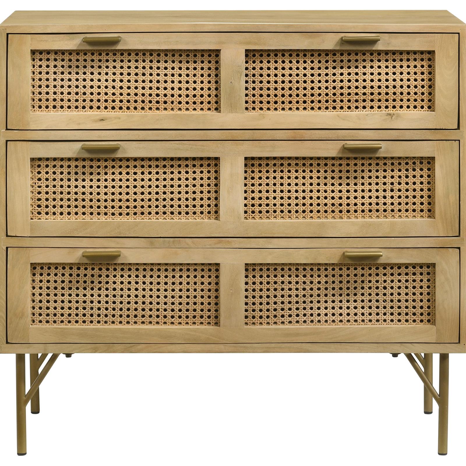 Zamora 3-drawer Wood/Cane Accent Cabinet