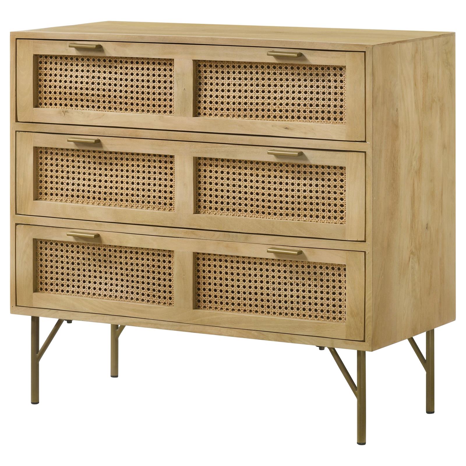 Zamora 3-drawer Wood/Cane Accent Cabinet