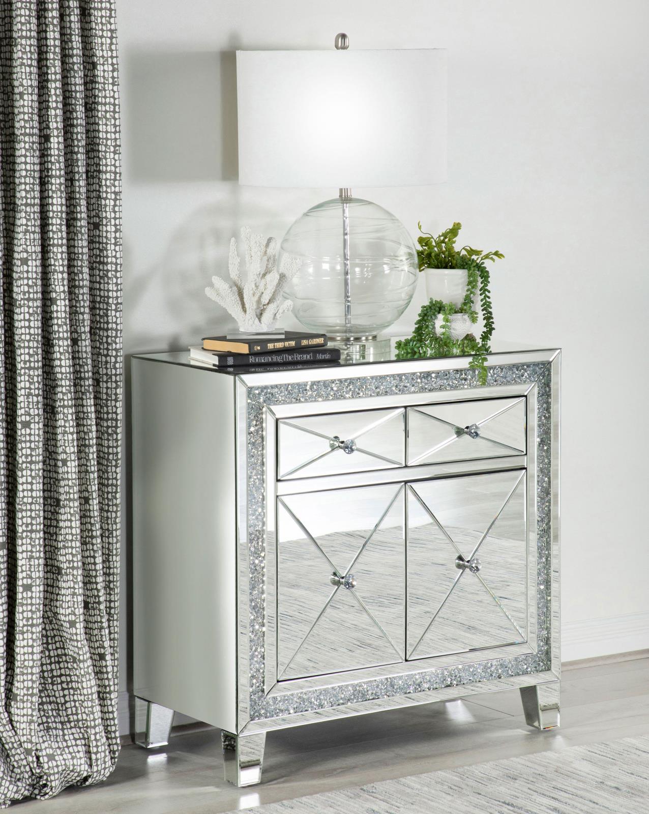 Arwen 2-drawer Mirrored Accent Cabinet with LED Lighting