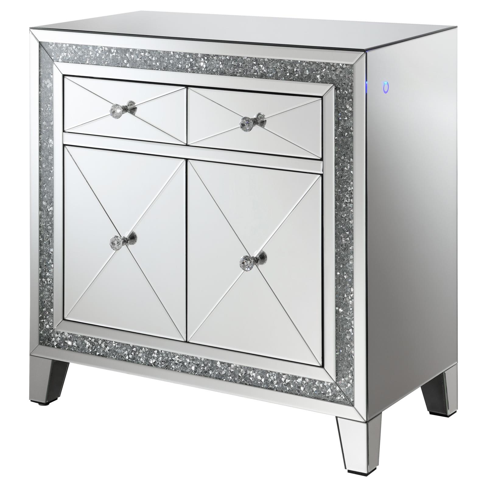 Arwen 2-drawer Mirrored Accent Cabinet with LED Lighting